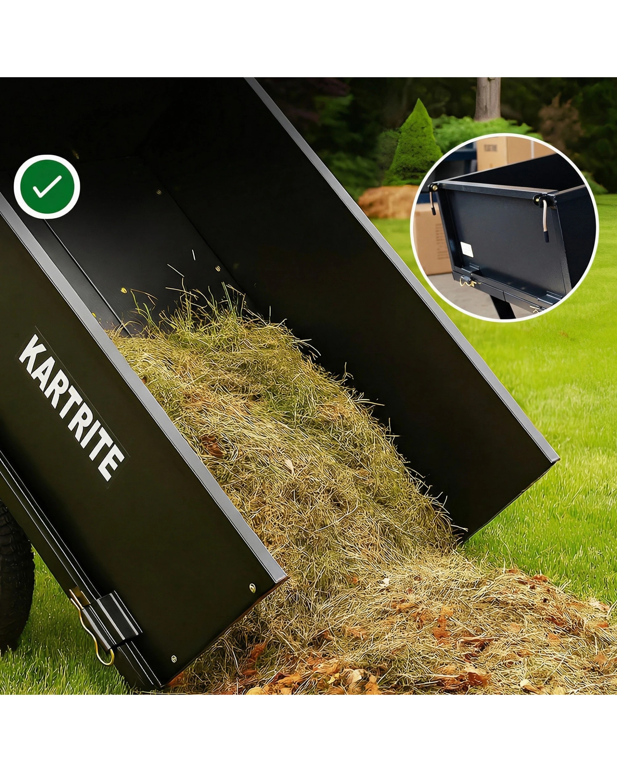 8 Kartrite Garden Heavy Duty Dump Cart 270kg Capacity Utility Tailgate Trailer - Black, 8 of 8