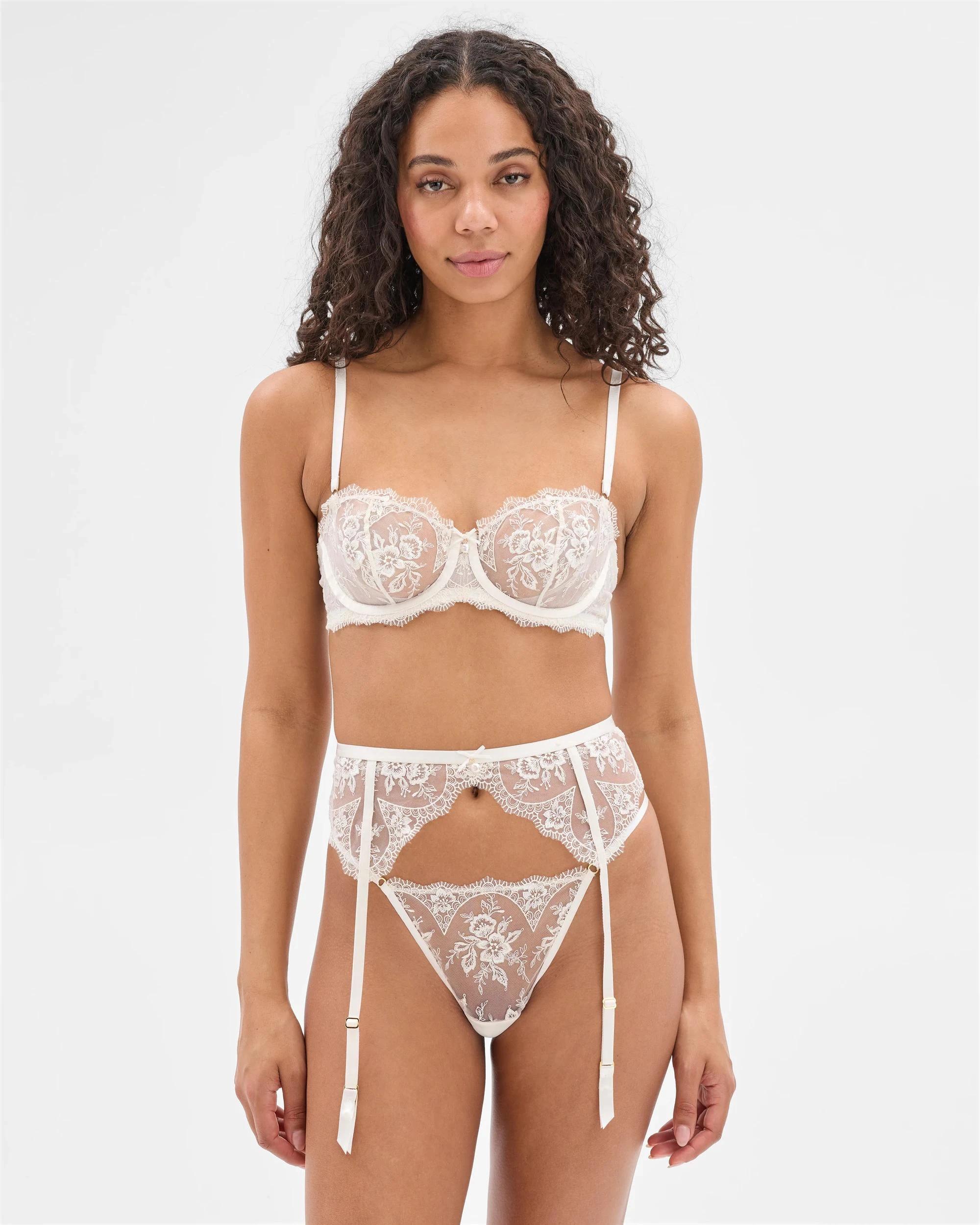 2 Target Woman Womens Dove Embroidered Lace Suspender GARDENIA, 2 of 4