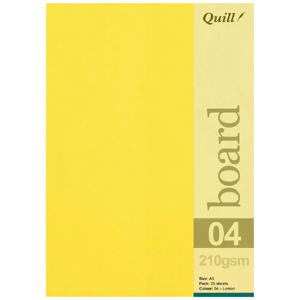 1 Quill A5 210gsm Board Lemon 25 Pack, 1 of 1