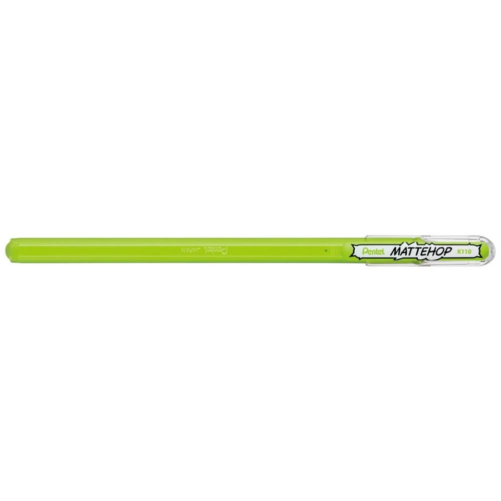 1 Pentel Mattehop Gel Pen 1.0mm Yellow Green, 1 of 2