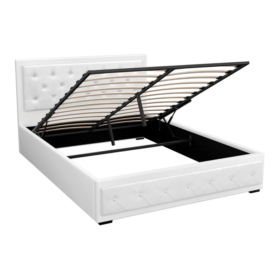 1 Artiss Bed Frame Queen Size Gas Lift  TIYO - White, 1 of 6