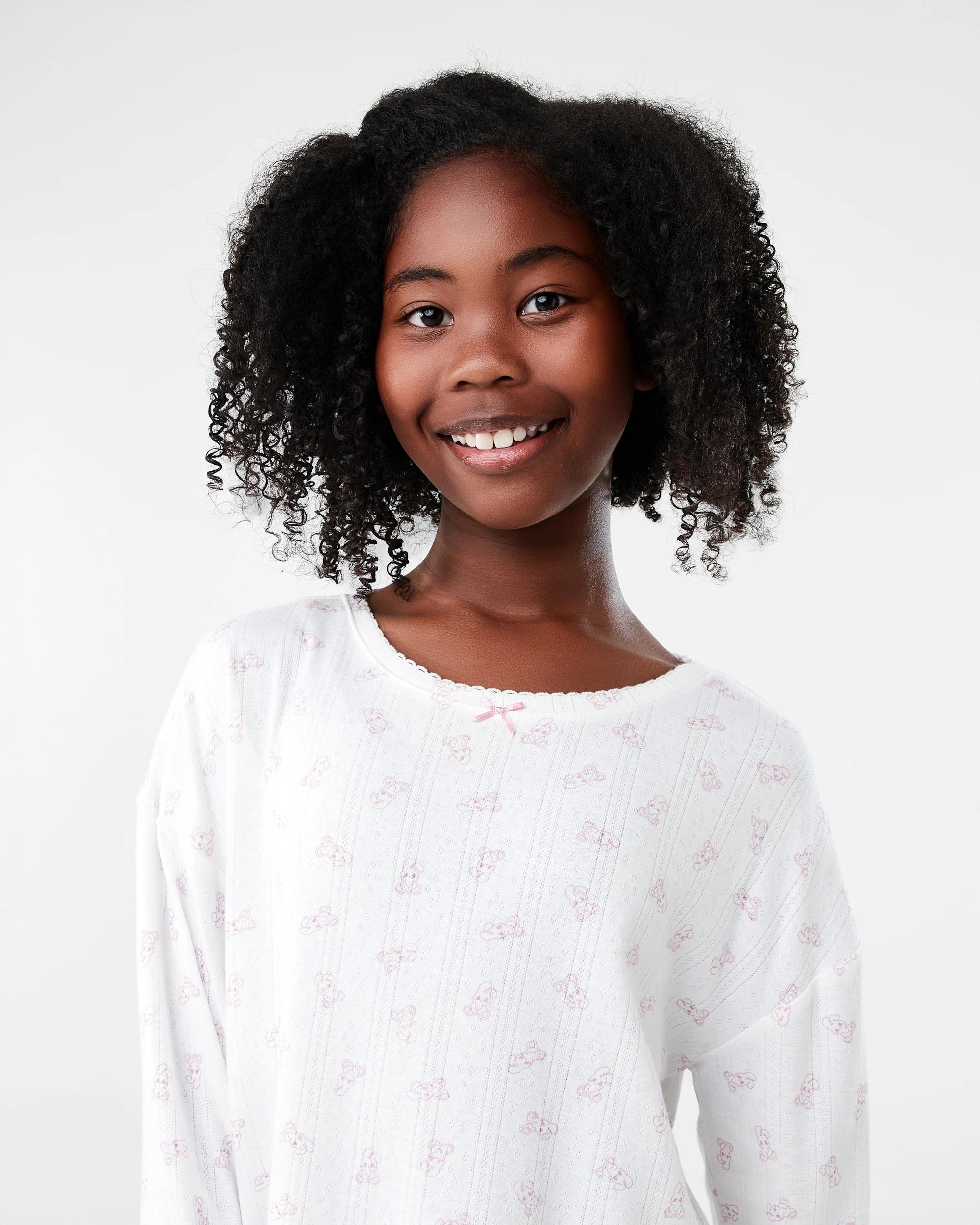 3 Pointelle Long Sleeve Pyjama Set Wht Buny, 3 of 7