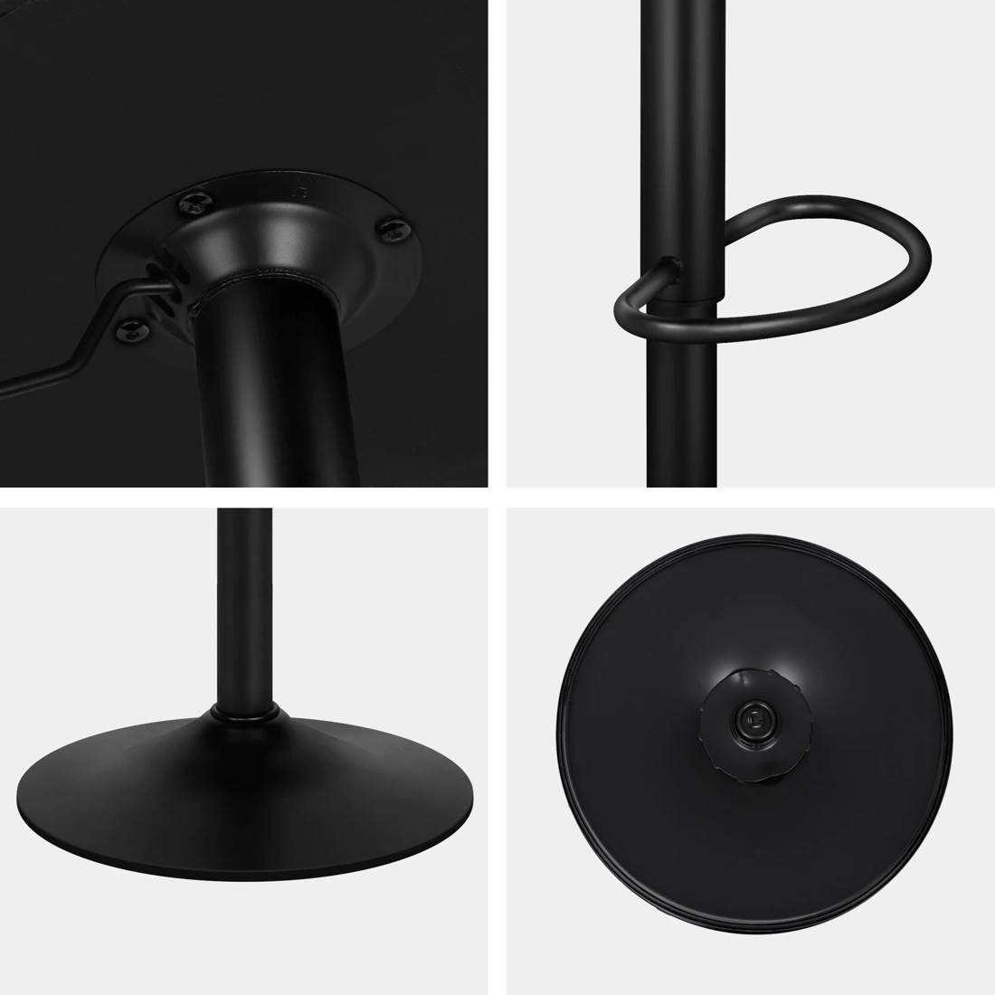 4 Alfordson 2x Bar Stools Gas Lift Air Leather Bar Chairs Kitchen Swivel - Grey, 4 of 9