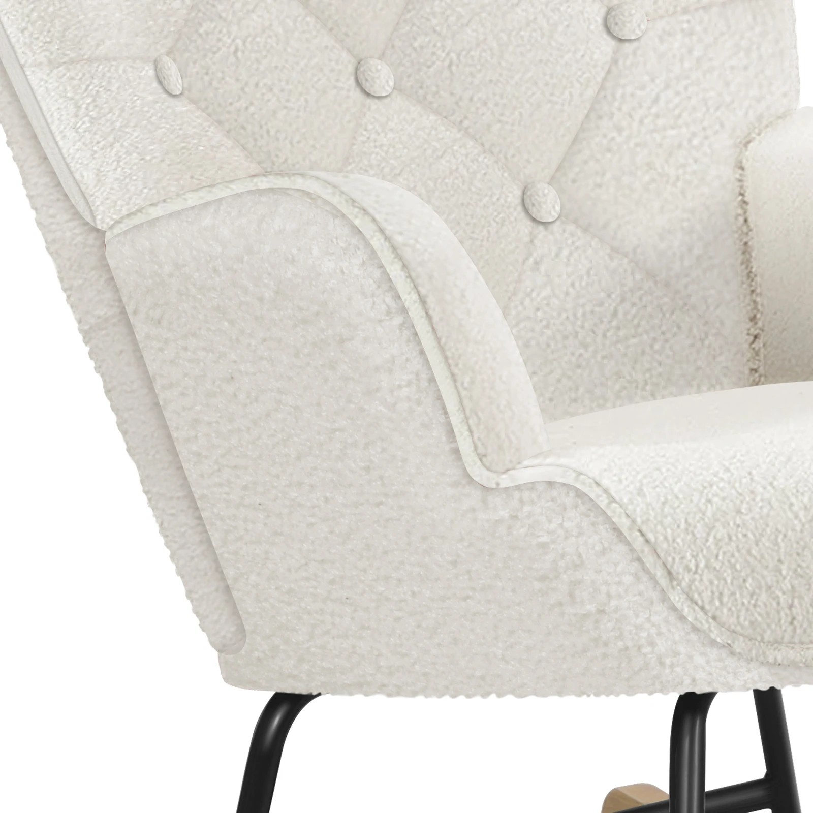 9 Alfordson Rocking Chair Armchair Accent Feeding Chair Lounge Tufted Sofa Boucle - White, 9 of 10