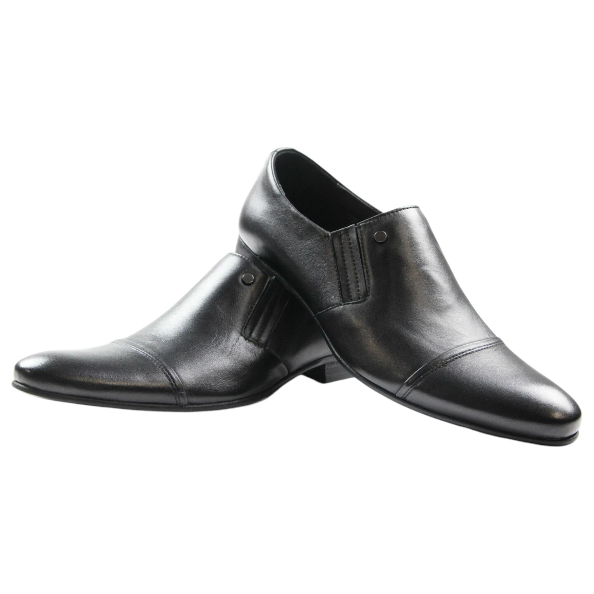3 Zasel Mens Sami Leather Work Formal Casual Dress Loafers Slip On Men Shoes BLACK, 3 of 3