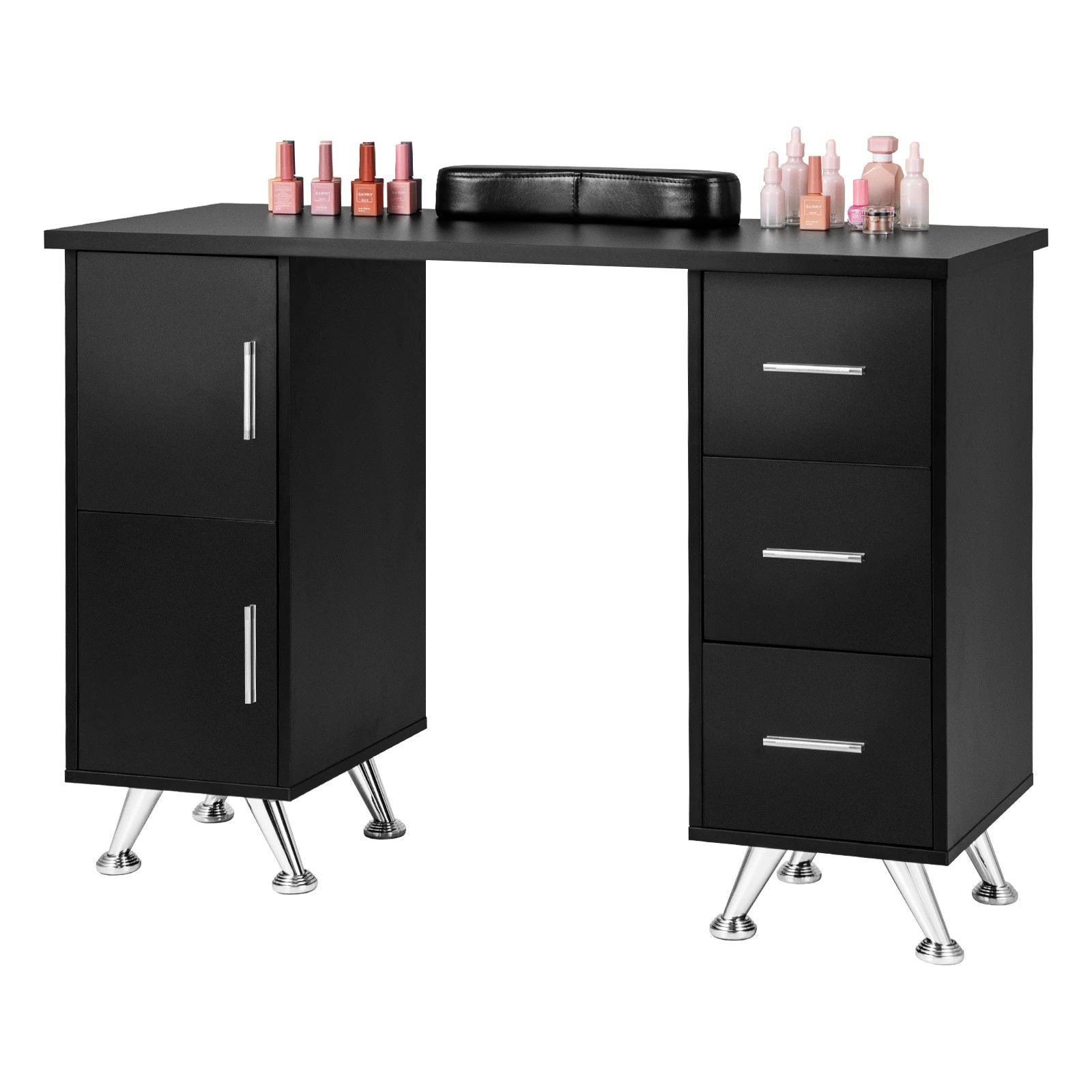 3 Costway Manicure Nail Table Station Nail Tech Desk w/Drawers & Hand Cushion Bag - Black, 3 of 3
