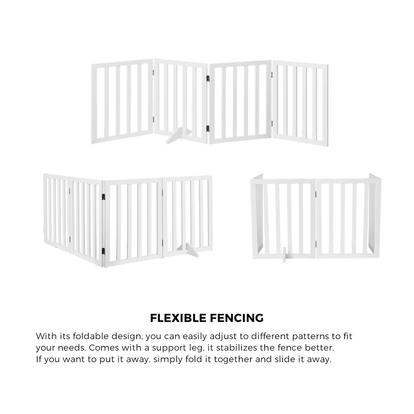 6 Alopet Wooden Pet Gate Dog Fence Safety Stair Barrier Security Door 4 Panels - White, 6 of 10