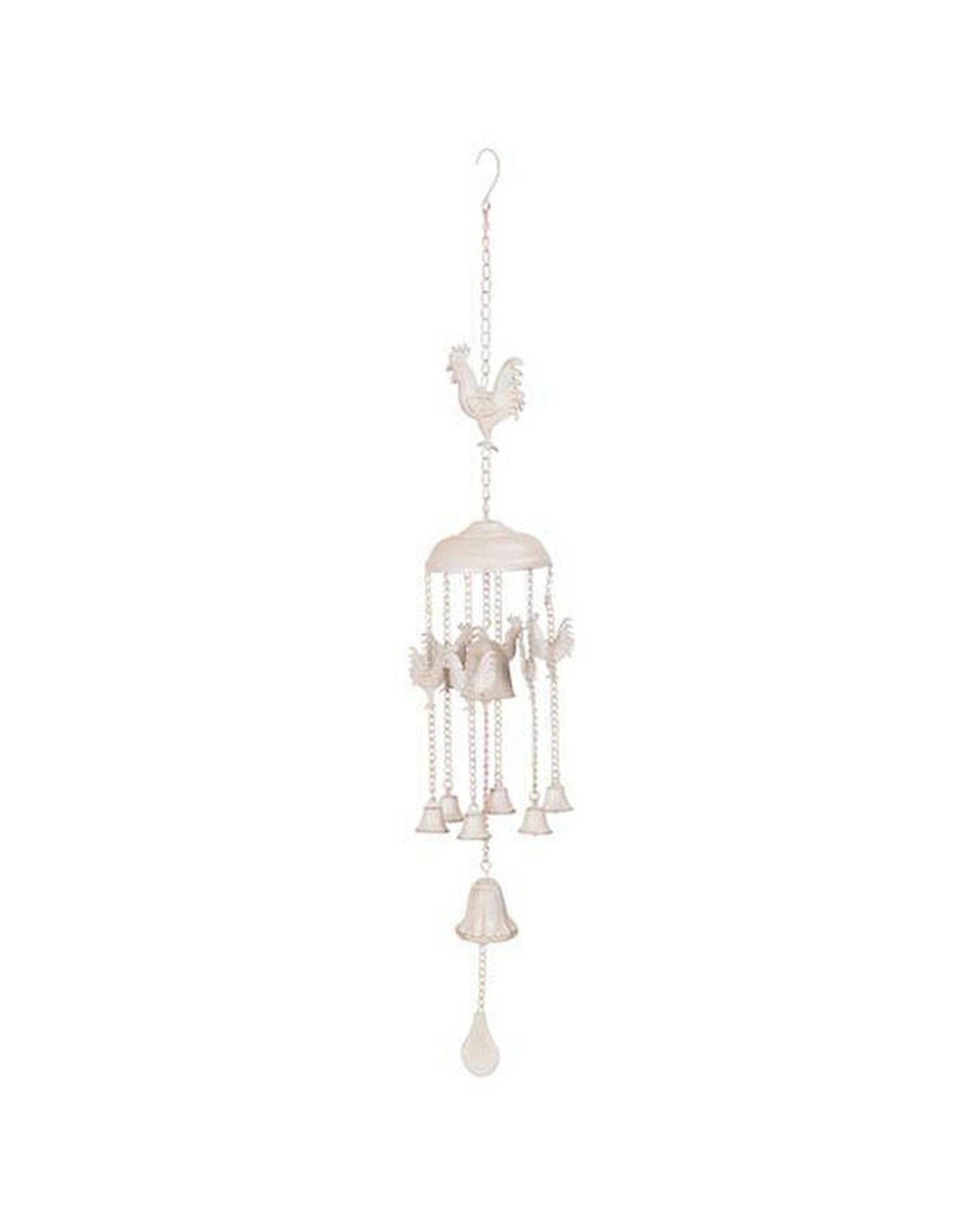 1 Alfresco Wind Chime Bird Rooster Cast Iron Home Garden Decor - White, 1 of 3