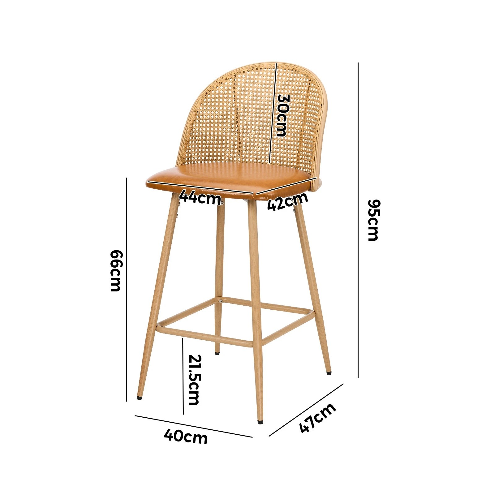 10 Oikiture Bar Stools Kitchen Counter Stool Rattan Dining Chair Pu Brown X2
 - Brown, 10 of 10