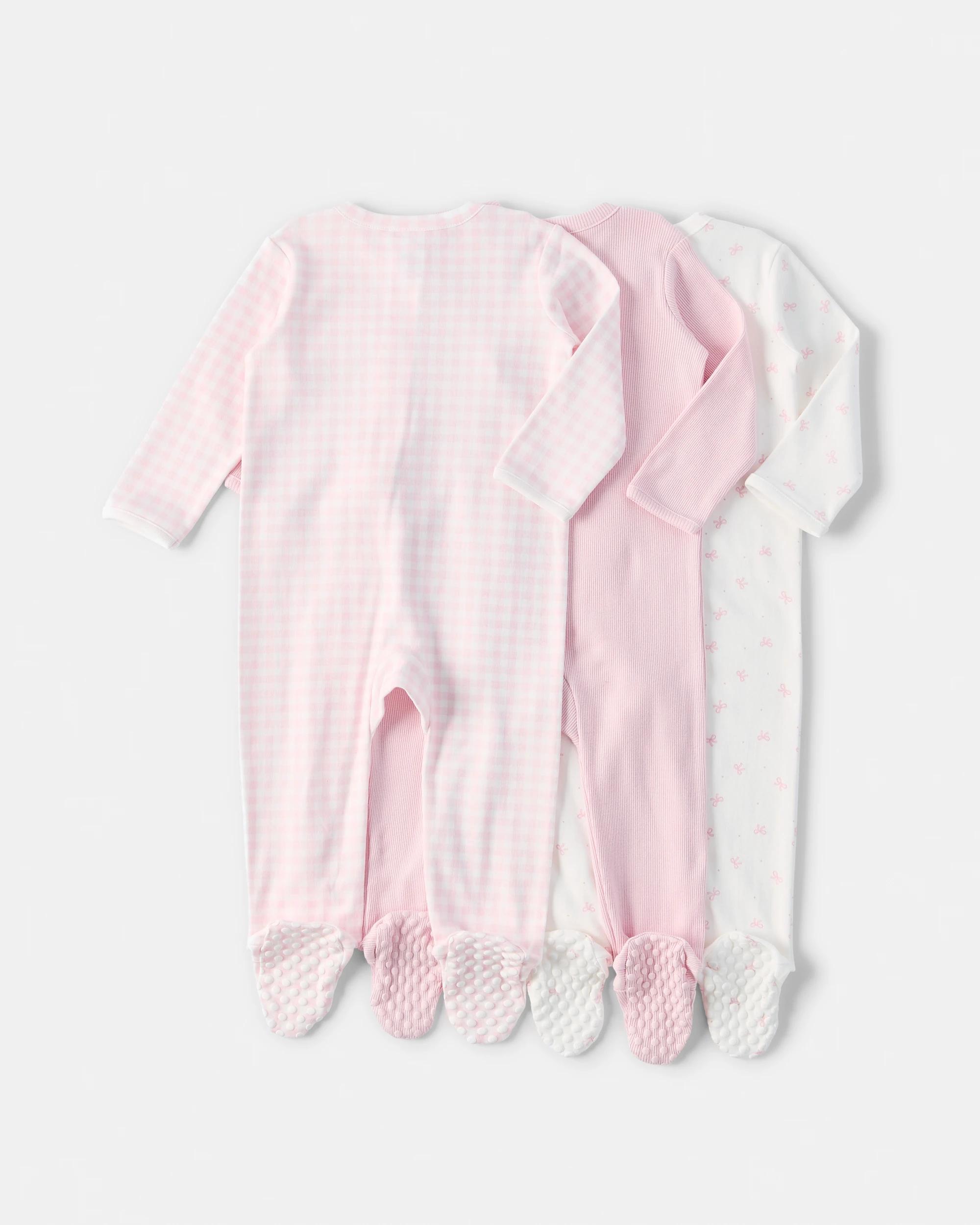 2 3 Pack Australian Cotton Coveralls Pnk Bows, 2 of 8