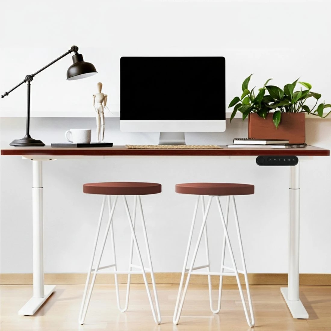 6 Artiss Standing Desk Motorised Electric Dual Motor 120CM Walnut - Brown, 6 of 6