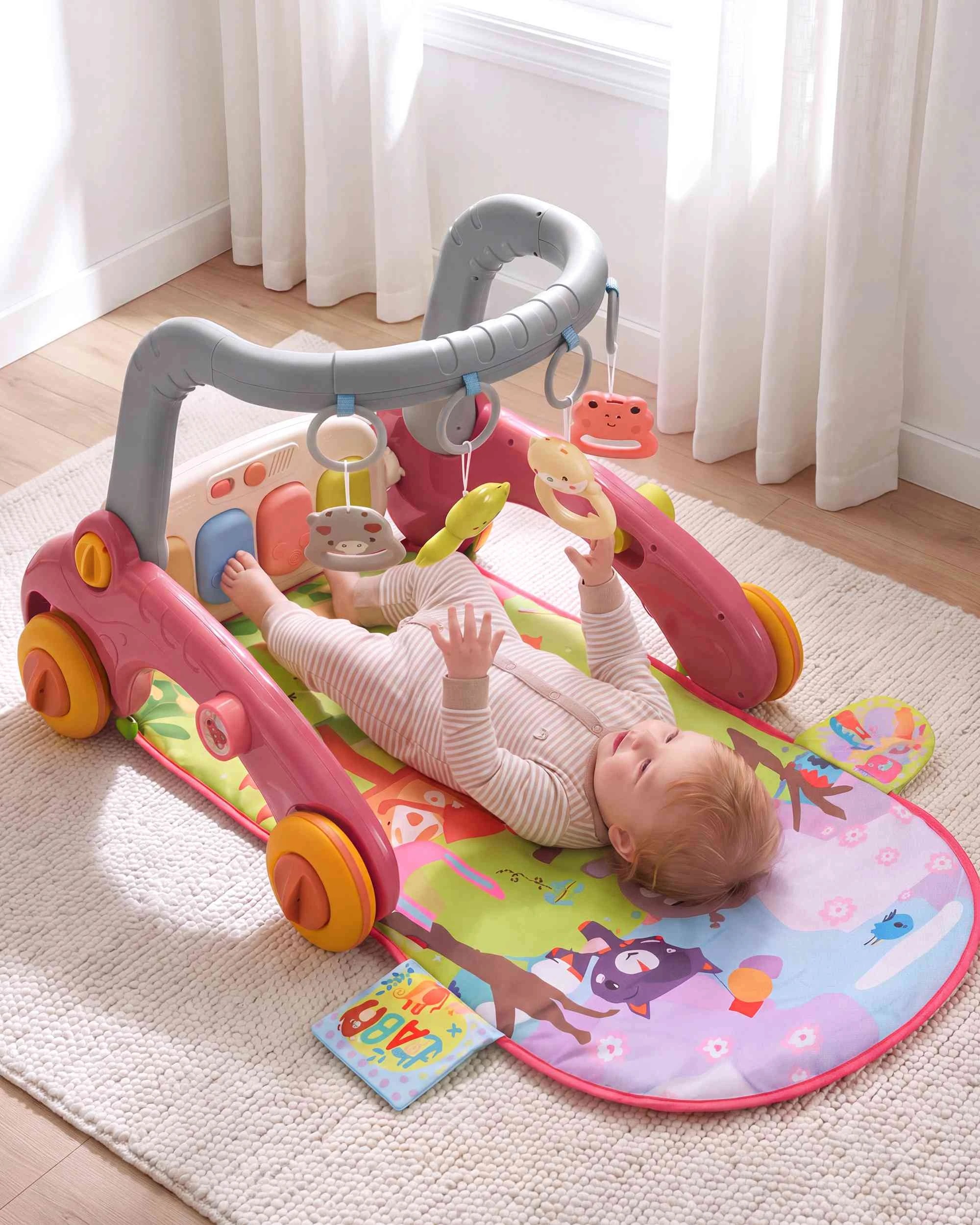 2 PlayPals Deluxe 7-in-1 Baby Play Mat Gym w/ Kick & Play Piano, Activity Centre for Newborns to Toddlers Pink, 2 of 10