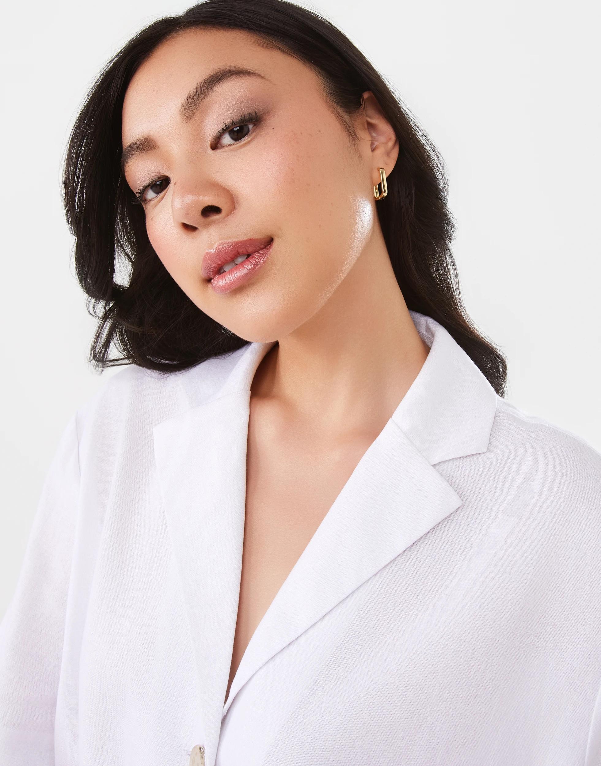 5 18K Gold Plated Rectangle Hoop Earrings Gold, 5 of 7