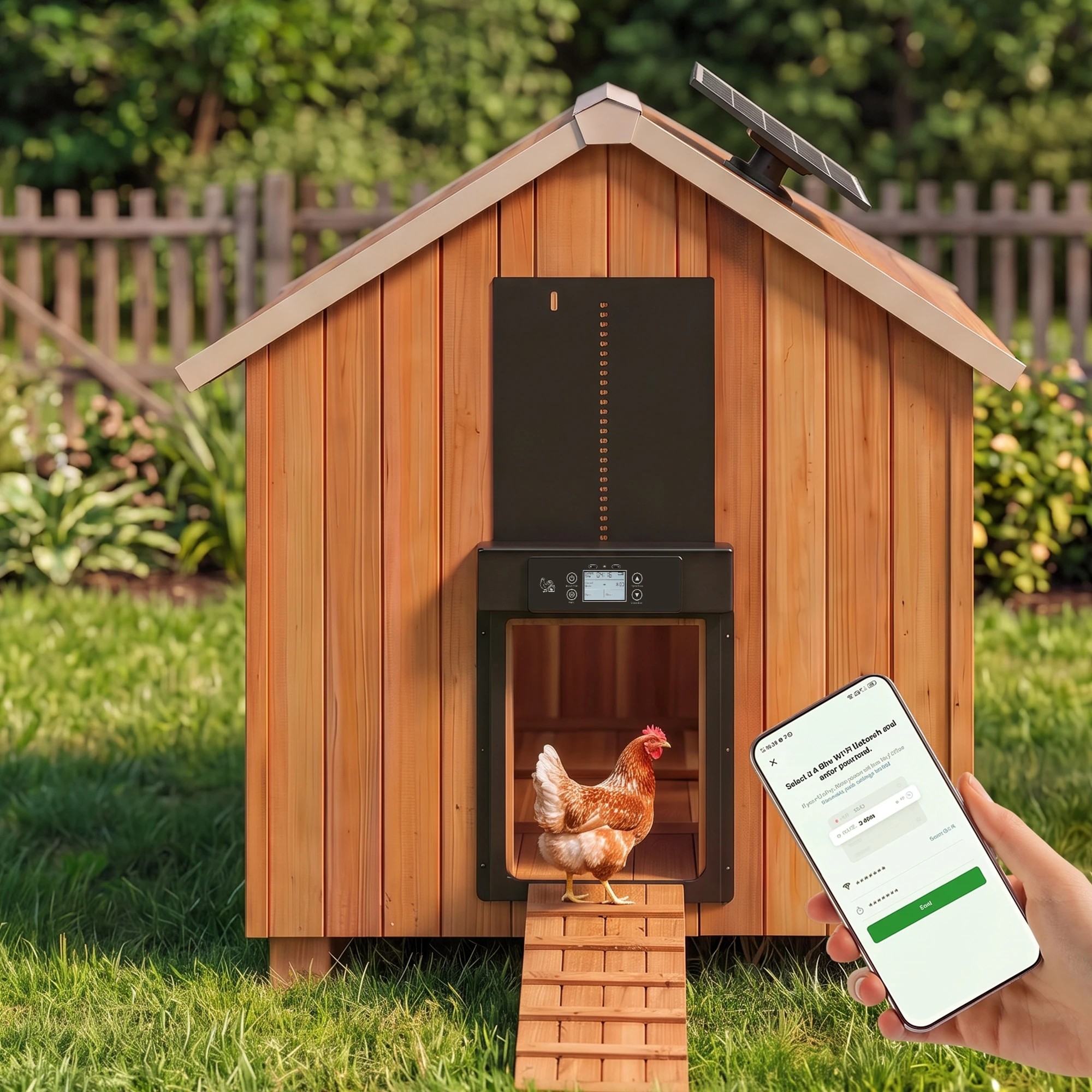 4 Giantz Automatic Chicken Coop Door 37cm Solar Powered Smart App Control- Black, 4 of 10