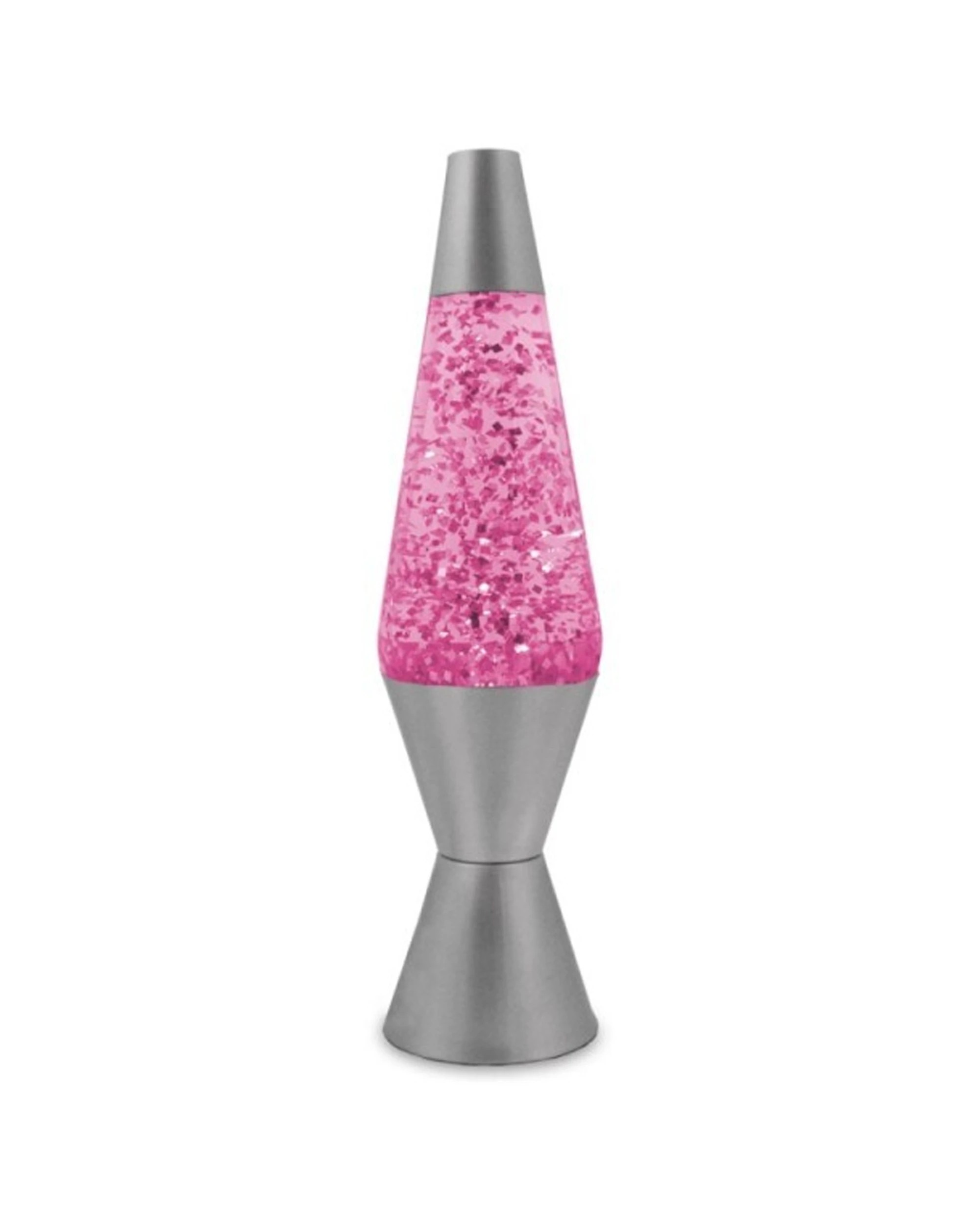 2 Pink/pink Glitter Lava Lamp Style Silver Retro Novelty Room Lighting Set 37cm - Pink, 2 of 3