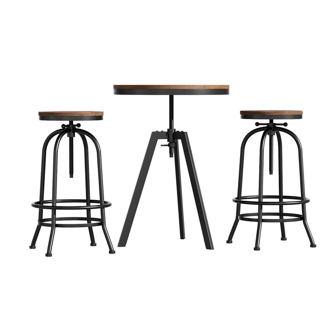 3 Artiss Bar Table Stools Set Dining Desk Industrial Kitchen Chairs Cafe - Multi, 3 of 6