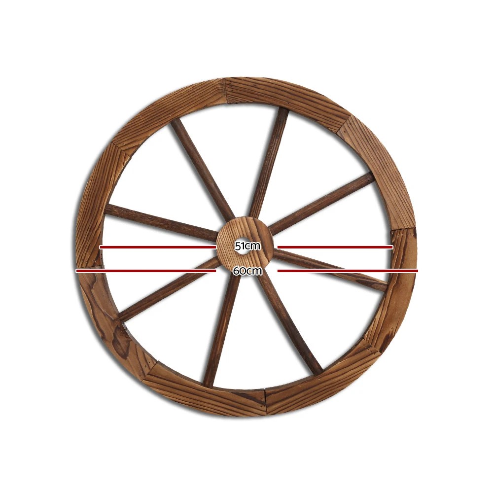 2 Gardeon Garden Decor Outdoor Ornament 2X Wooden Wagon - Brown, 2 of 7
