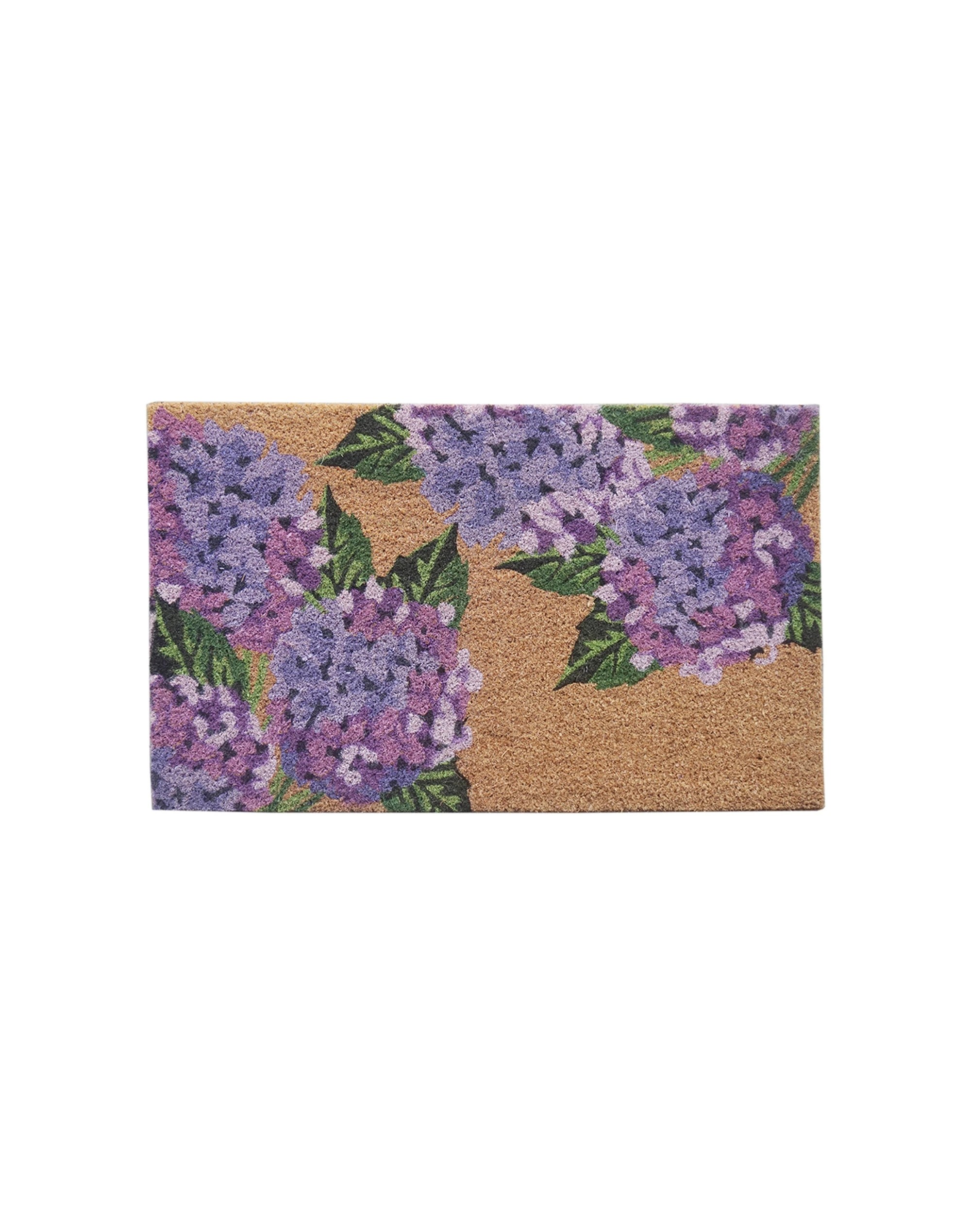 2 Solemate PVC Backed Coir Hydrangea 45x75cm Slim Outdoor Stylish Doormat - Natural, 2 of 4