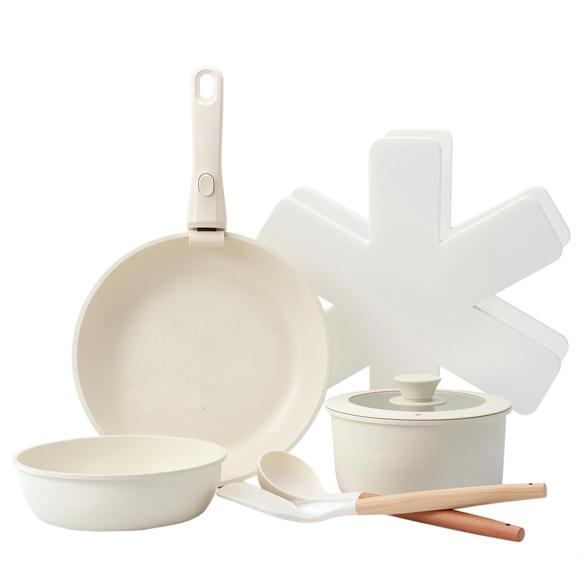 1 Toque 9-Piece Non Stick Cookware Set - White, 1 of 9