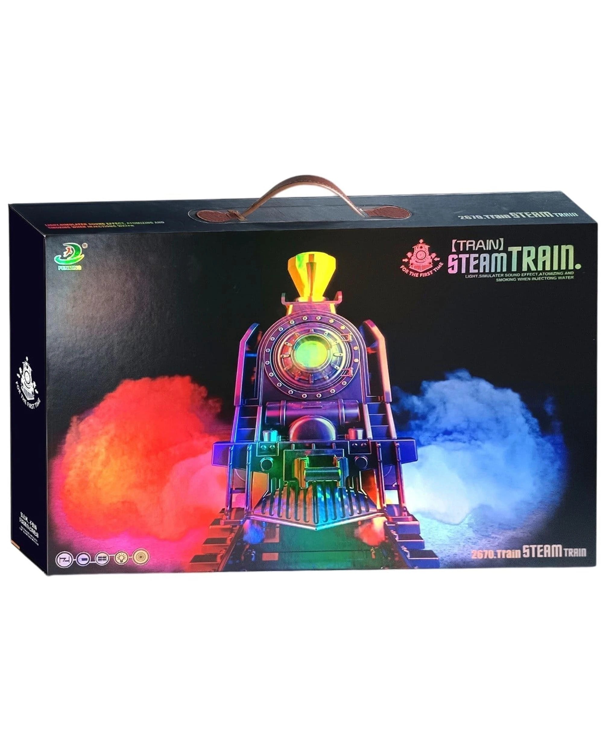 1 Fenming Train Electric Steam Train Set with Lights and Steam Effect 68 Pieces Carry Case, 1 of 3