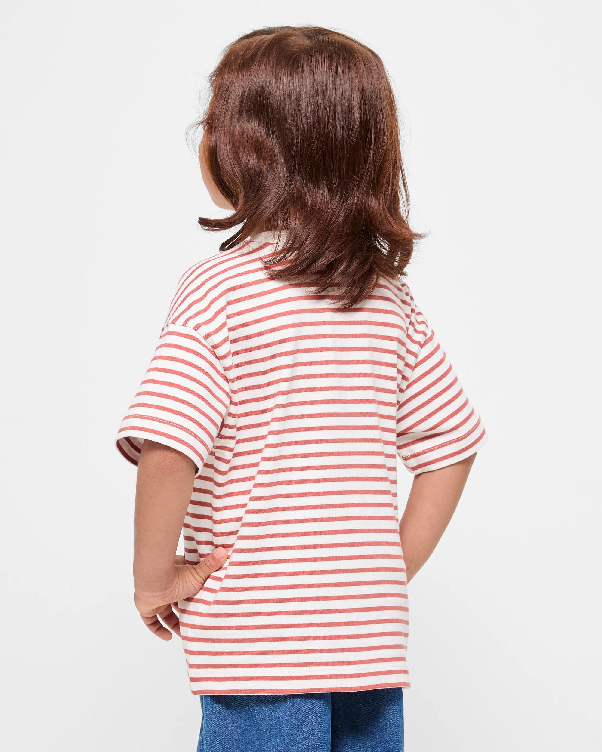 3 Target Australian Cotton Oversized Stripe Heavyweight T-shirt RED, 3 of 5