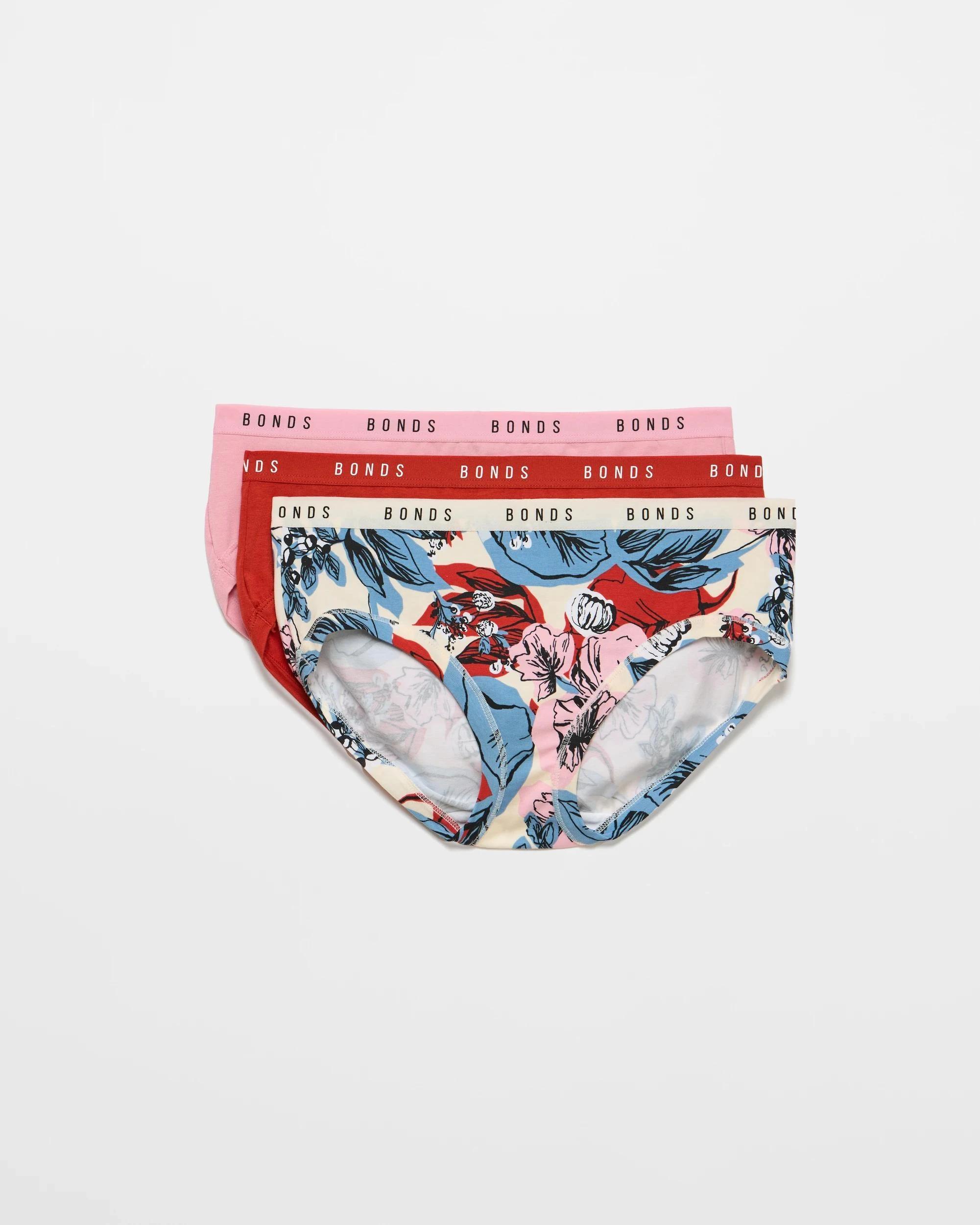 1 Bonds Cottontails 3 Pack Midi Briefs MULTI/SUMMER BLOOM, 1 of 4