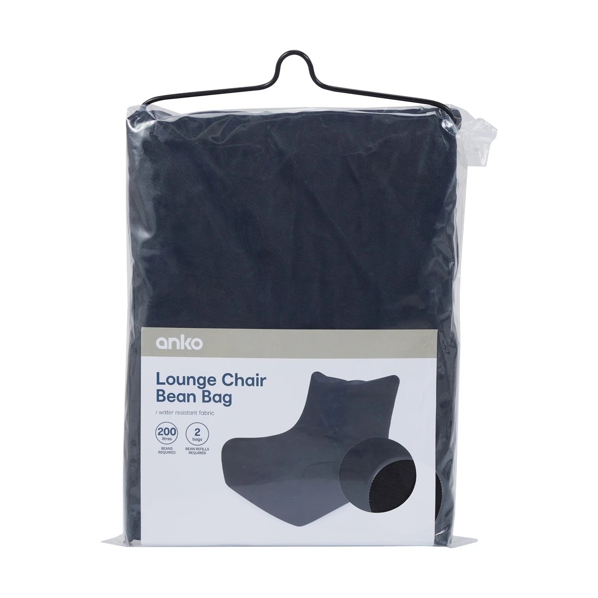 8 Lounge Chair Bean Bag - Black, 8 of 9