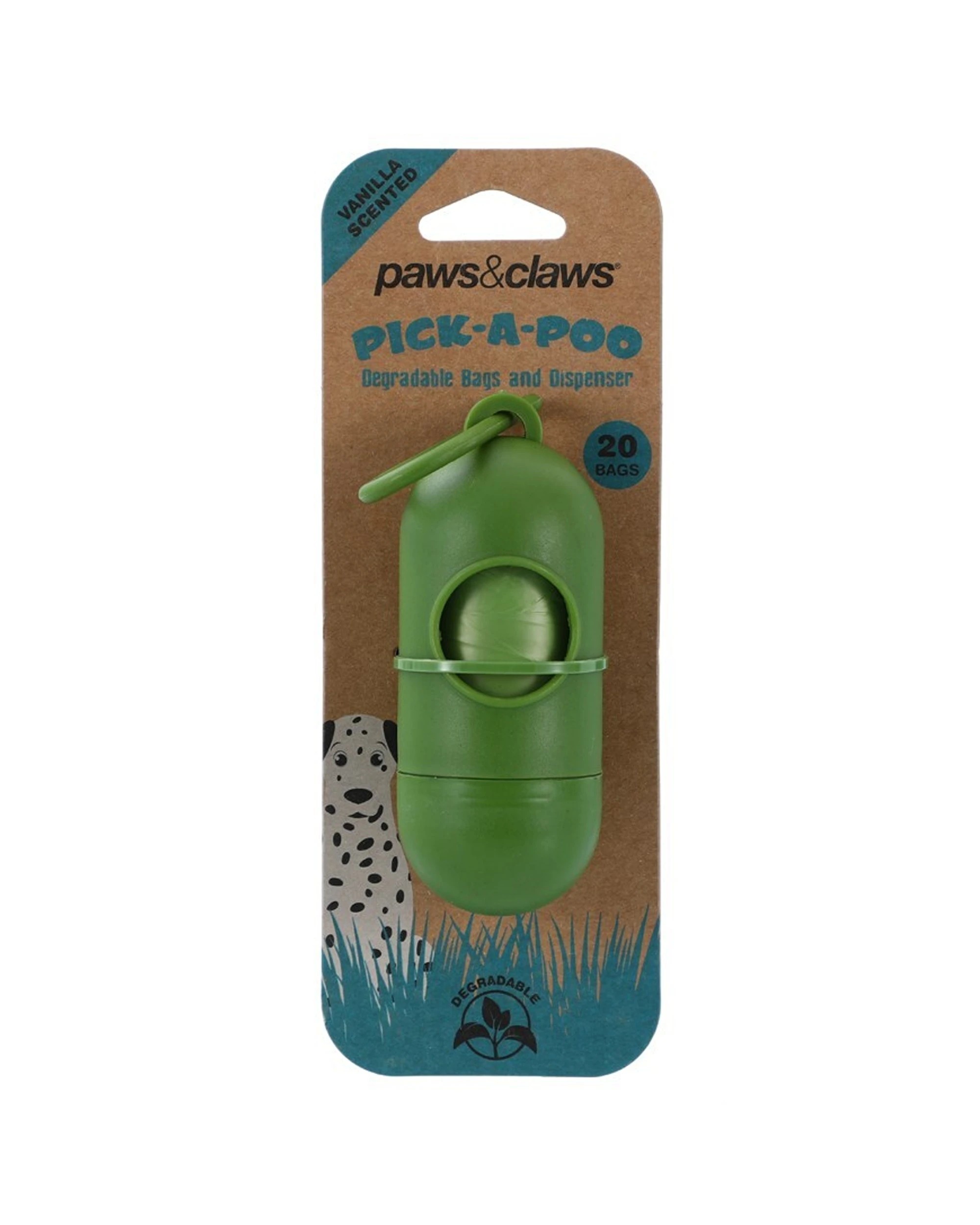 2 Paws And Claws 3pc Pick-A-Poo Degradable Waste Bags 20pc With Dispenser - Green, 2 of 4