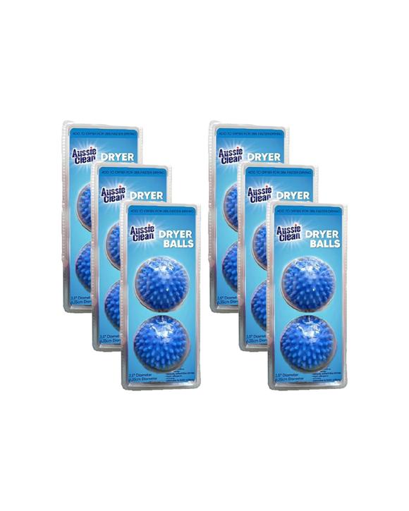 Aussie Clean 6x 2pc Dryer Ball Round Reusable 6.35cm - Blue