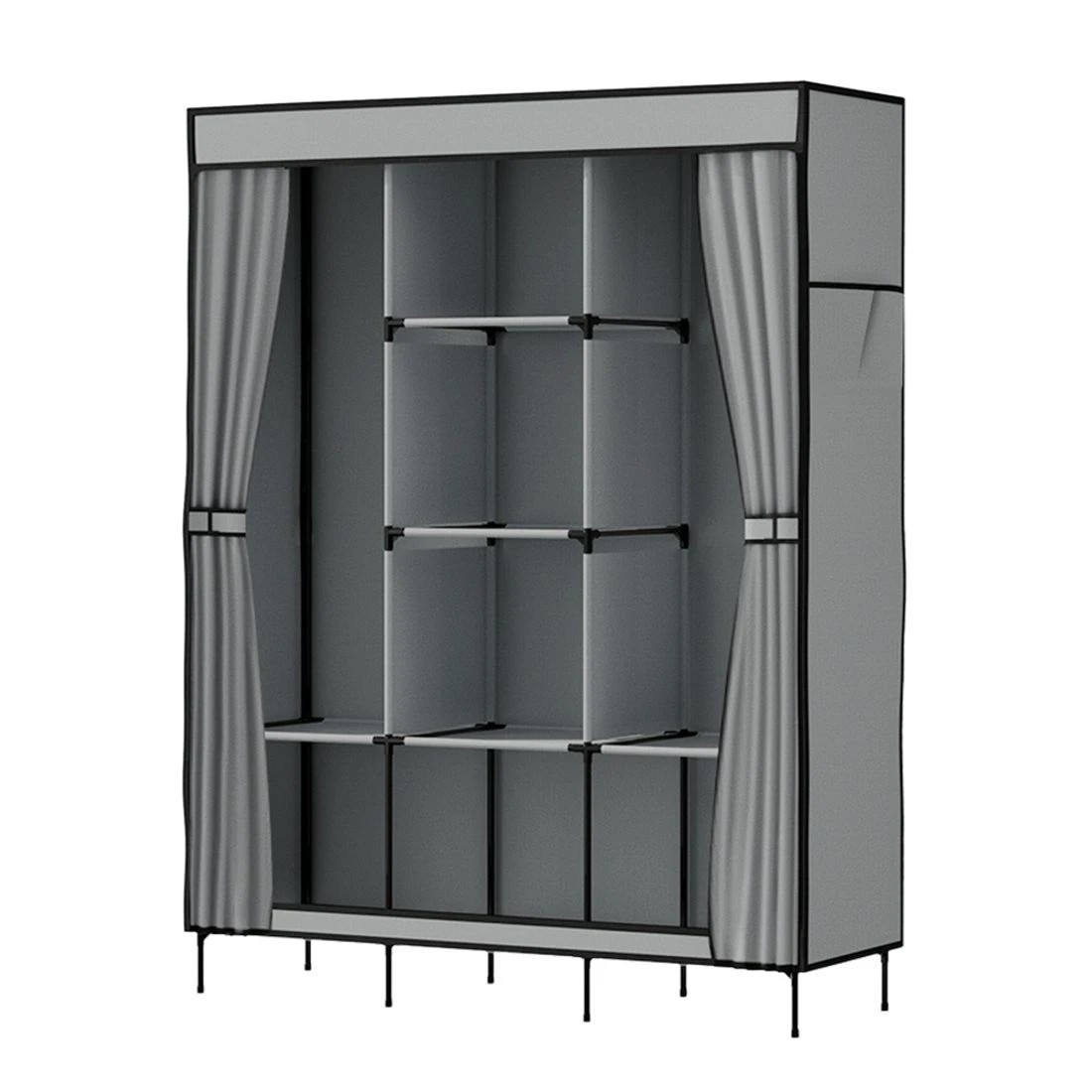 3 Artiss Large Portable Clothes Closet Wardrobe with Shelf - Grey, 3 of 8