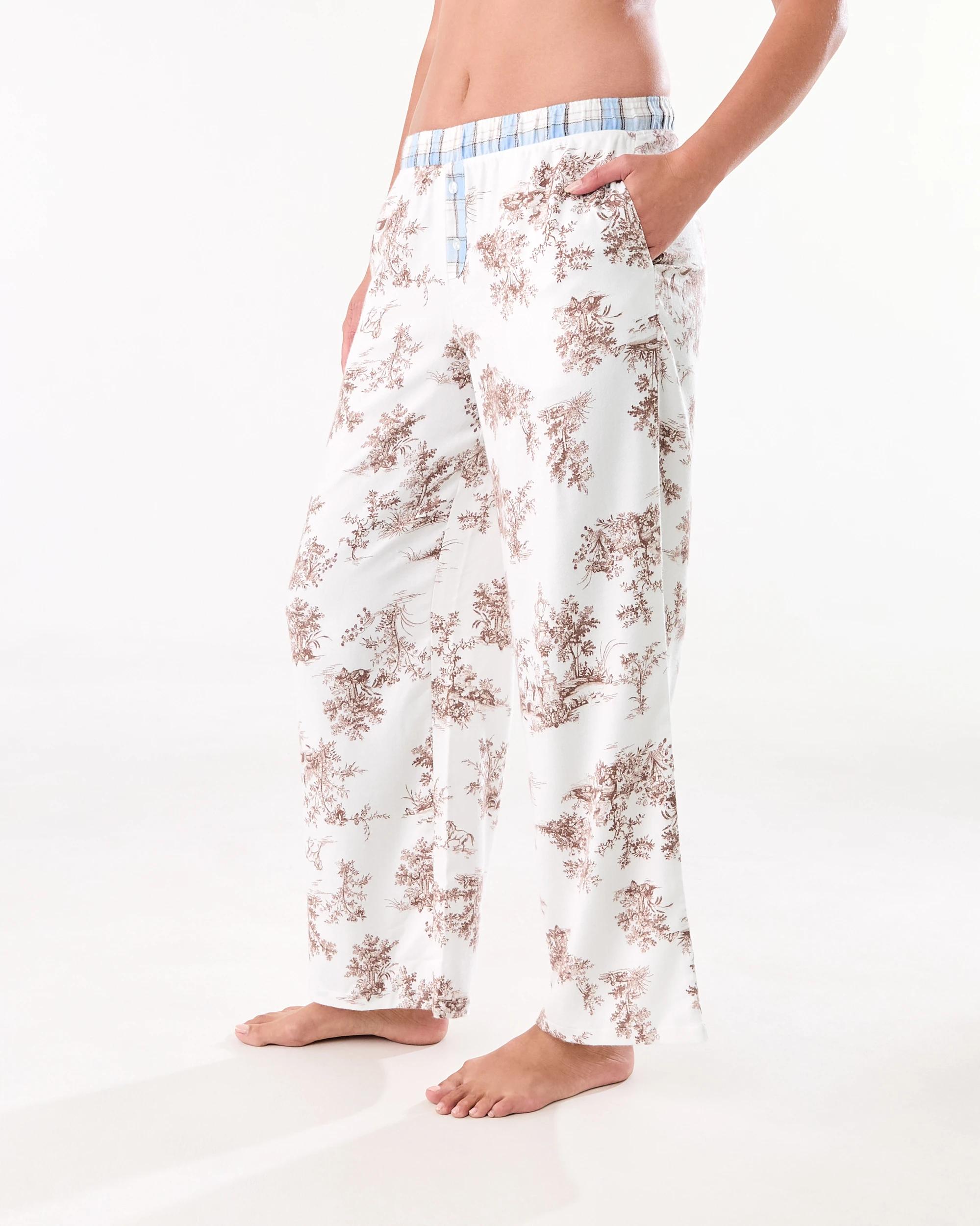 2 Boyfriend Contrast Waistband Flannel Pants Toile, 2 of 5