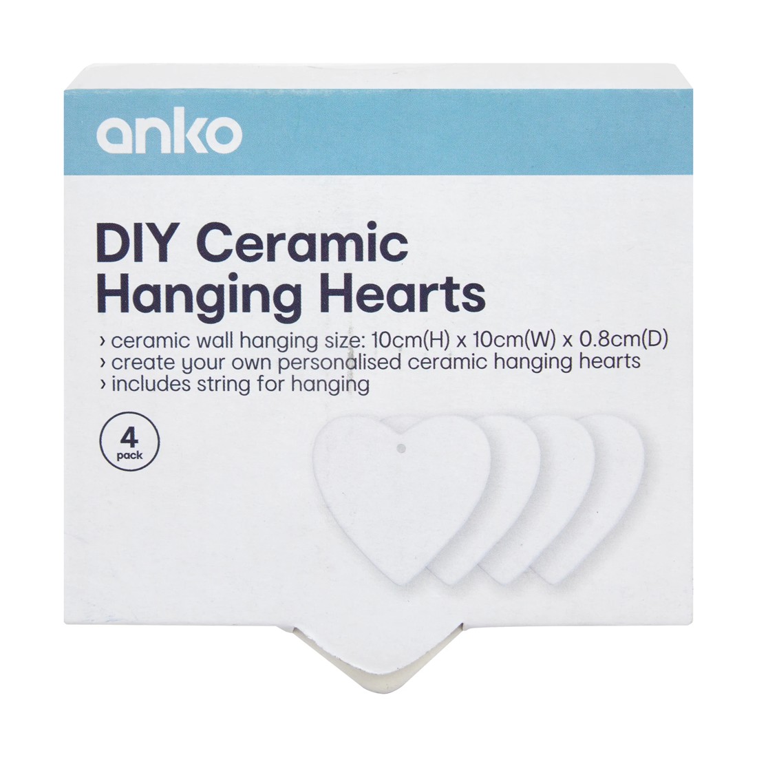 1 4 Pack DIY Ceramic Hanging Hearts, 1 of 2