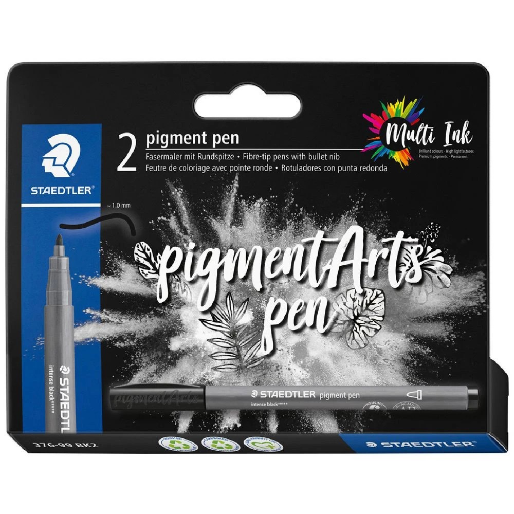 1 Staedtler Pigment Arts Pens Black 2 Pack, 1 of 7