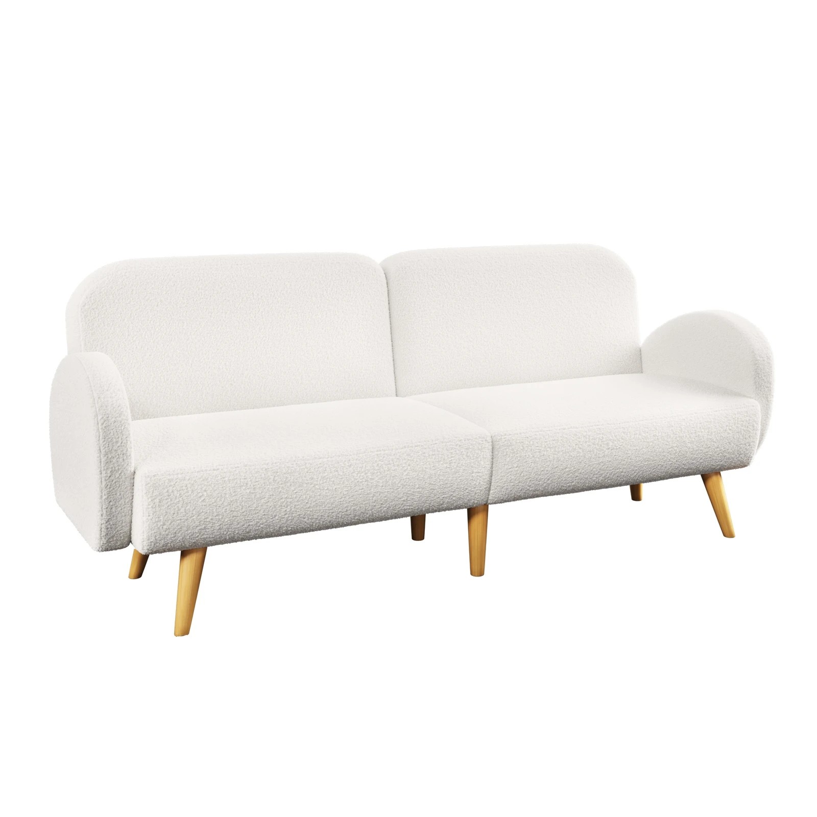 8 Oikiture Boucle Sofa Bed 3 Seater Recliner - White, 8 of 10