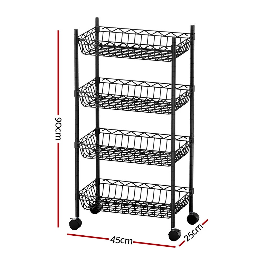 2 Artiss 4-Tier Shelving Unit Adjustable Garage Storage Kitchen Rack With - Black, 2 of 3