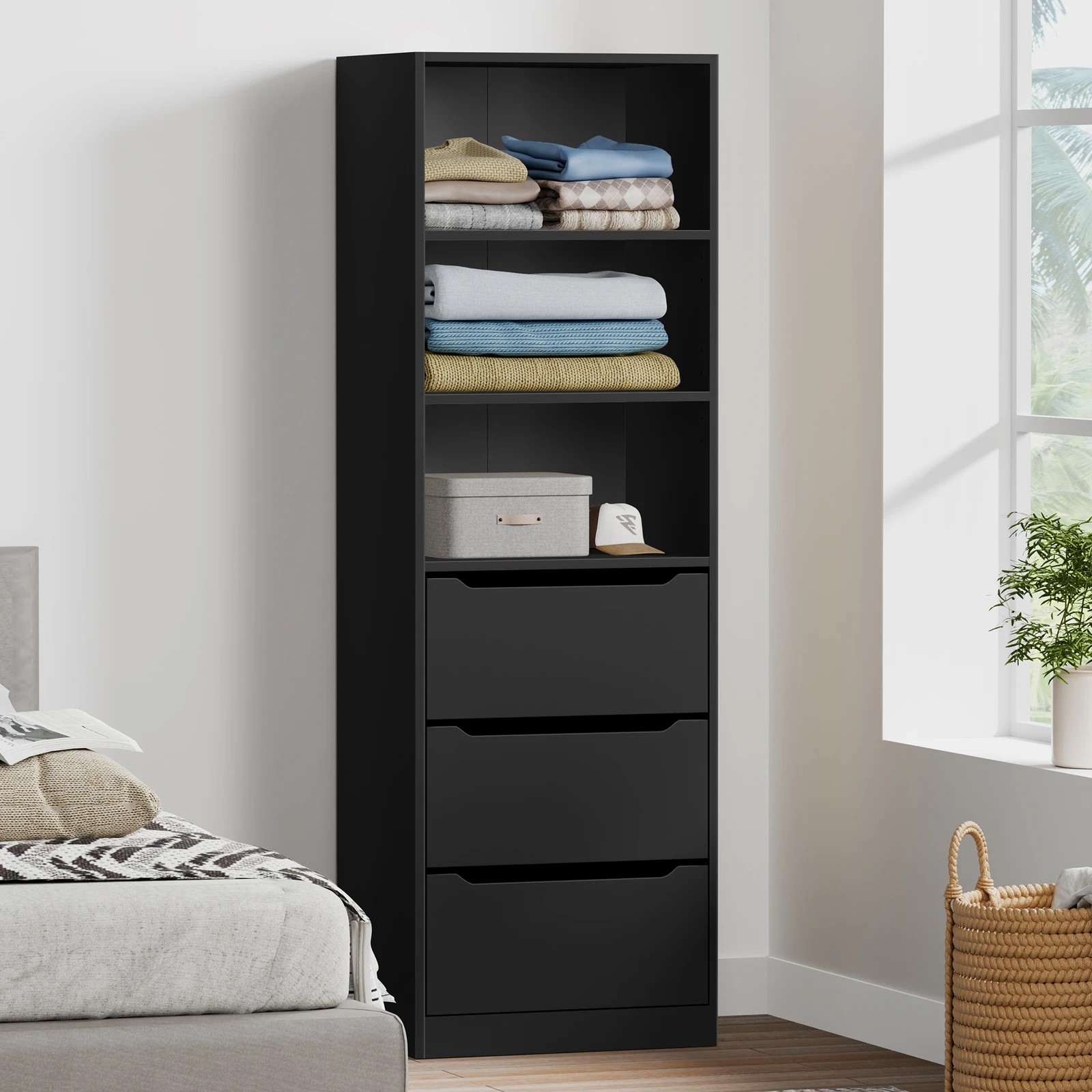 3 Alfordson Wardrobe 3 Drawers Clothes Storage Cabinet - Black, 3 of 10