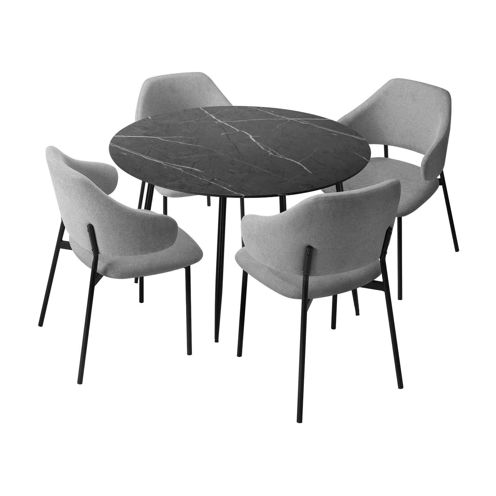 1 Oikiture 110cm Round Dining Table With 4pcs Dining Chairs Linen
 - Multi, 1 of 10