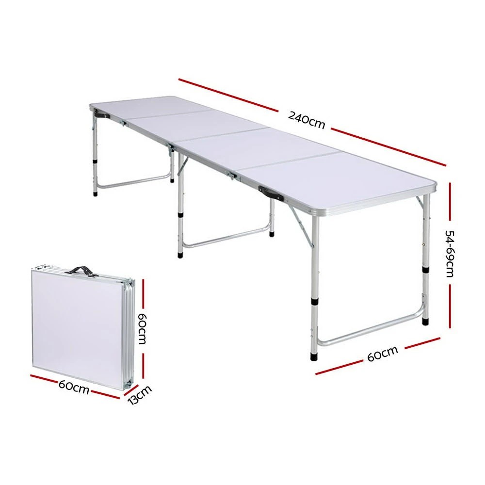 2 Weisshorn Folding Camping Table 240CM Portable Outdoor Picnic BBQ Aluminium Desk - Silver, 2 of 6