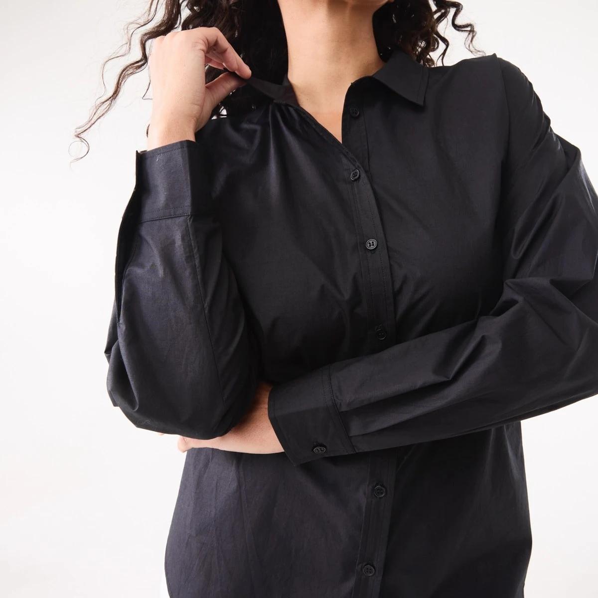 6 Long Sleeve Tie Back Detail Shirt Black, 6 of 7