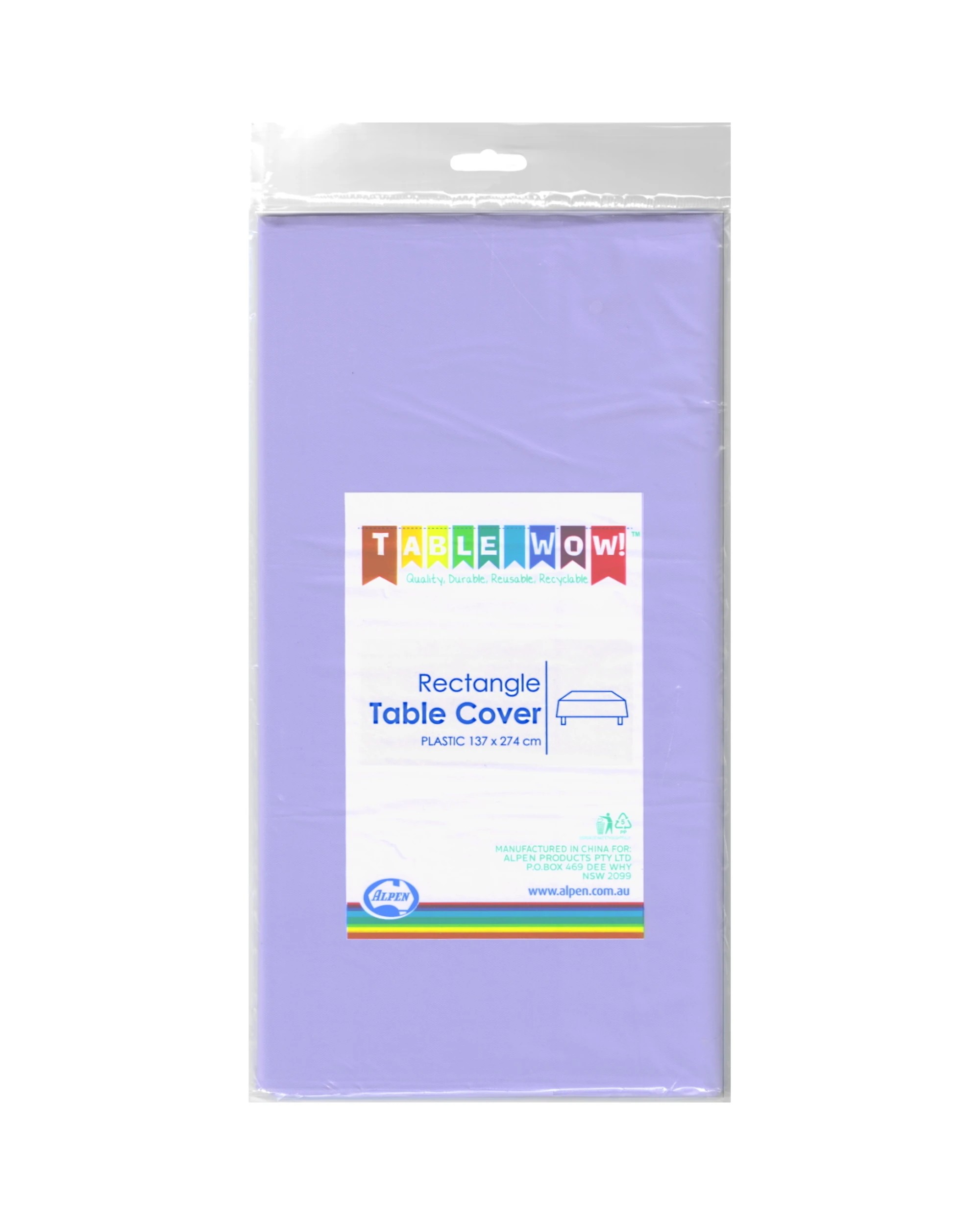 2 AlpePlastic Rectangular Tablecloth 137cm x 274cm Lavender - Lavender, 2 of 2