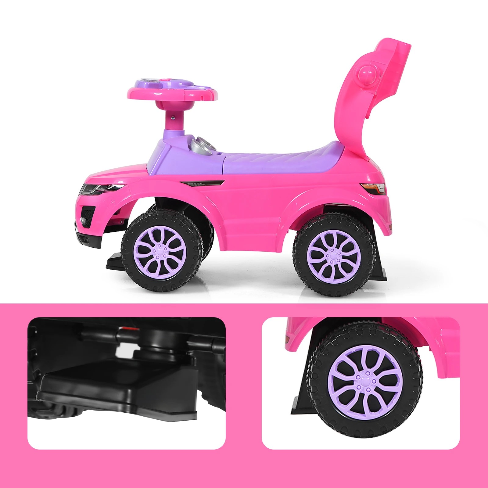 2 Costway Kids Ride On Push Car Sliding Car Toy - Pink, 2 of 5