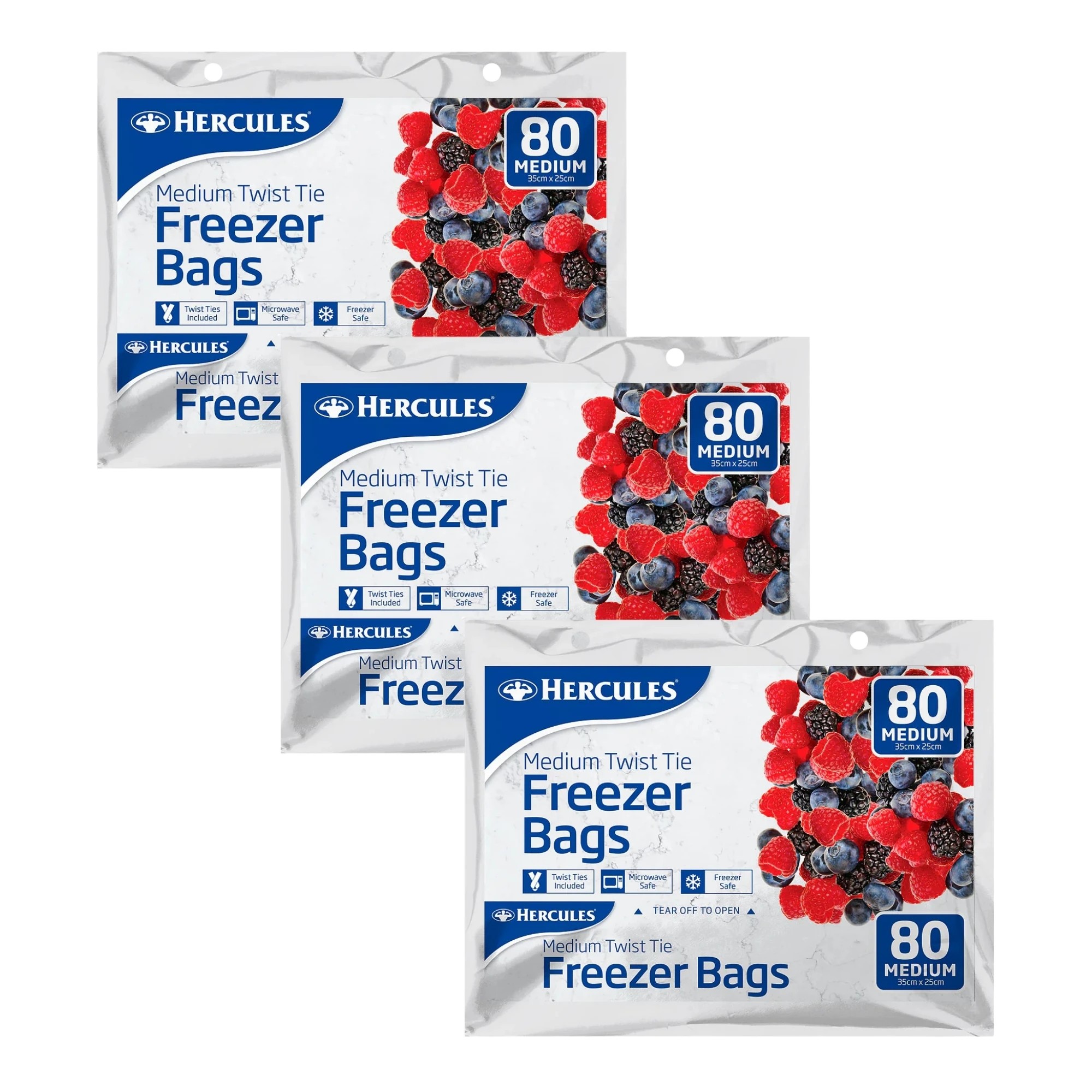 1 Hercules Tear-Off Freezer Bags Medium 80pk x3, 1 of 1