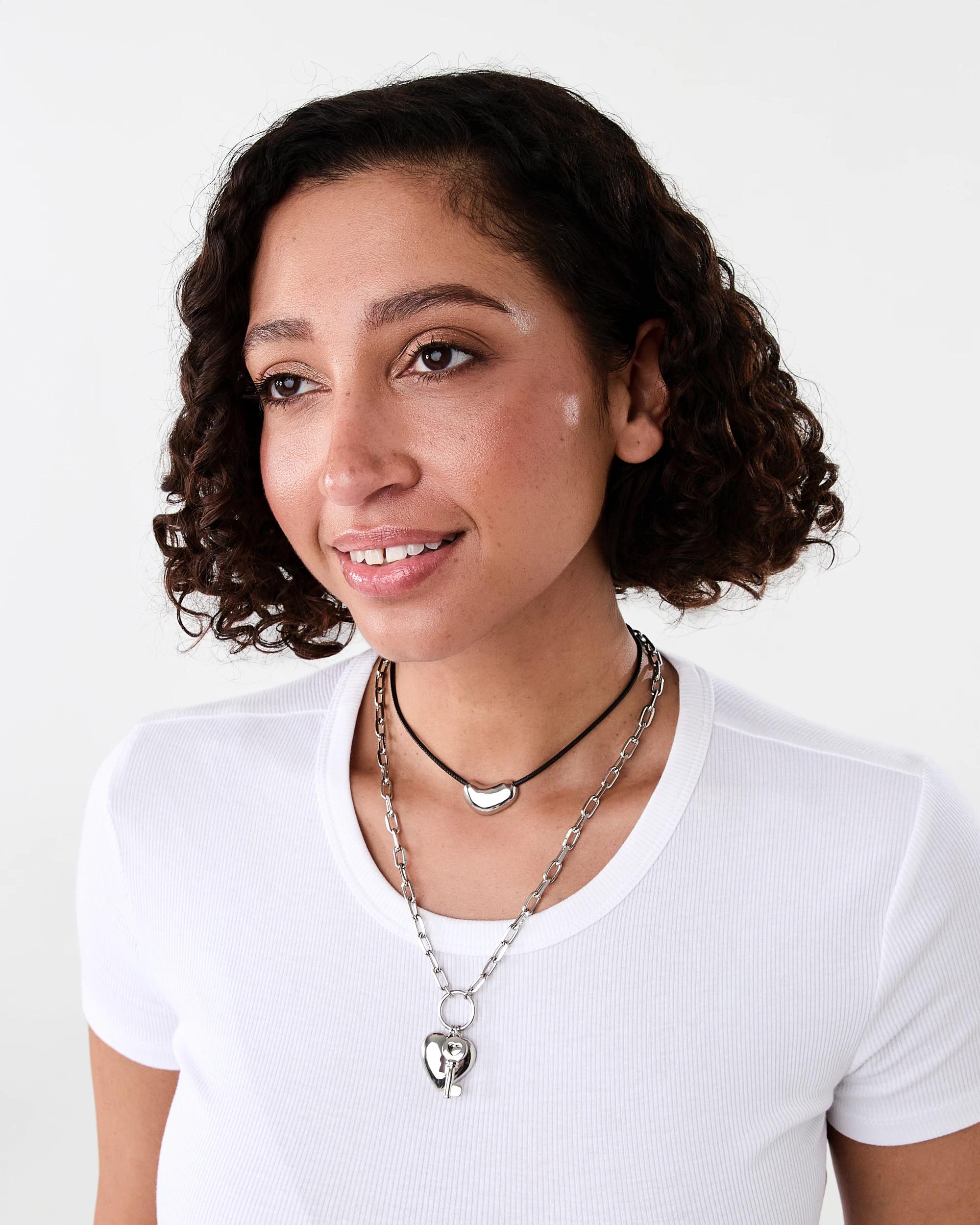 3 2 Pack Chain Cord Necklace - Silver Tone and Black Silver, 3 of 4