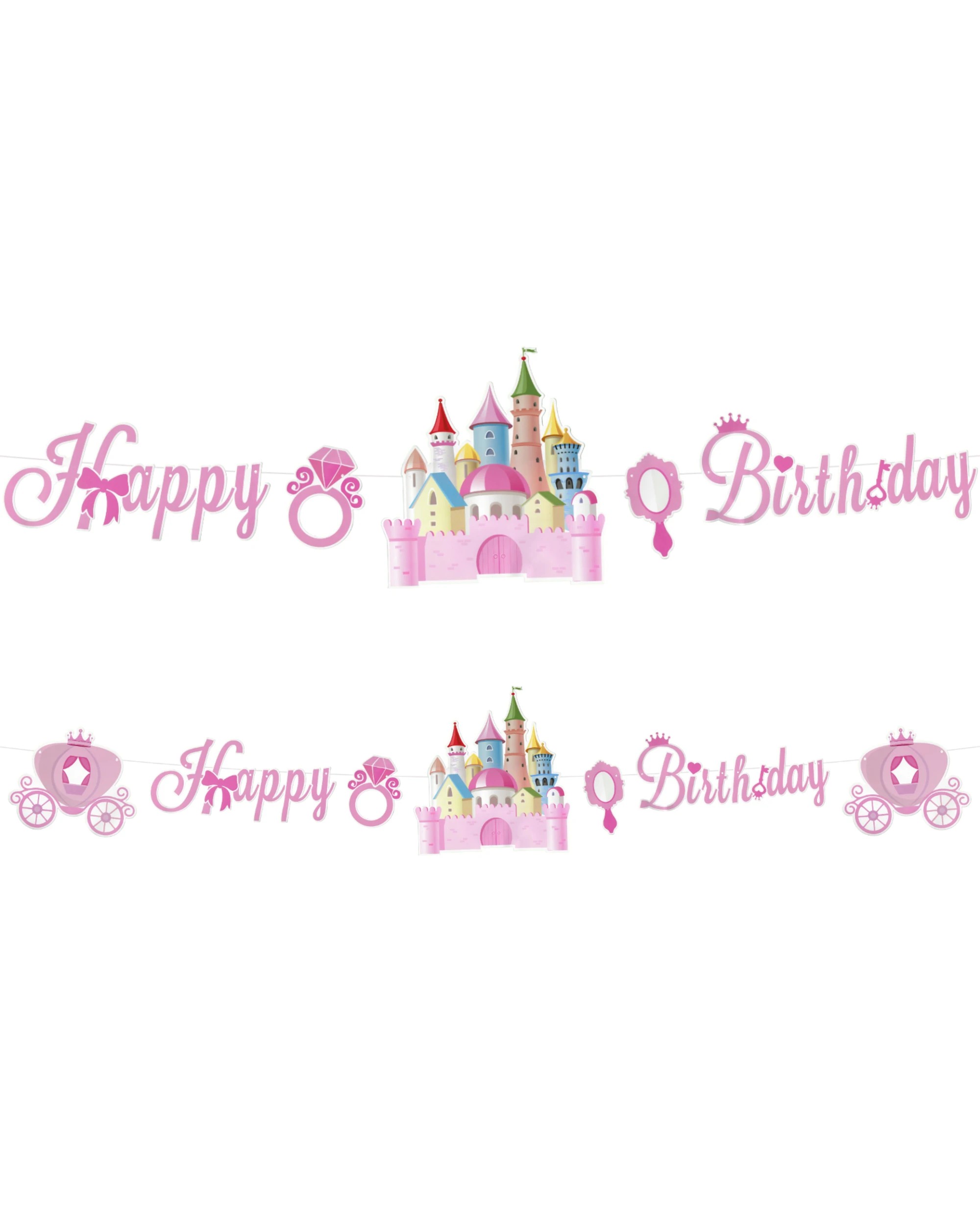 1 Party Maker Princess Castle Happy Birthday Garland Banner 3.5m - Pink, 1 of 3