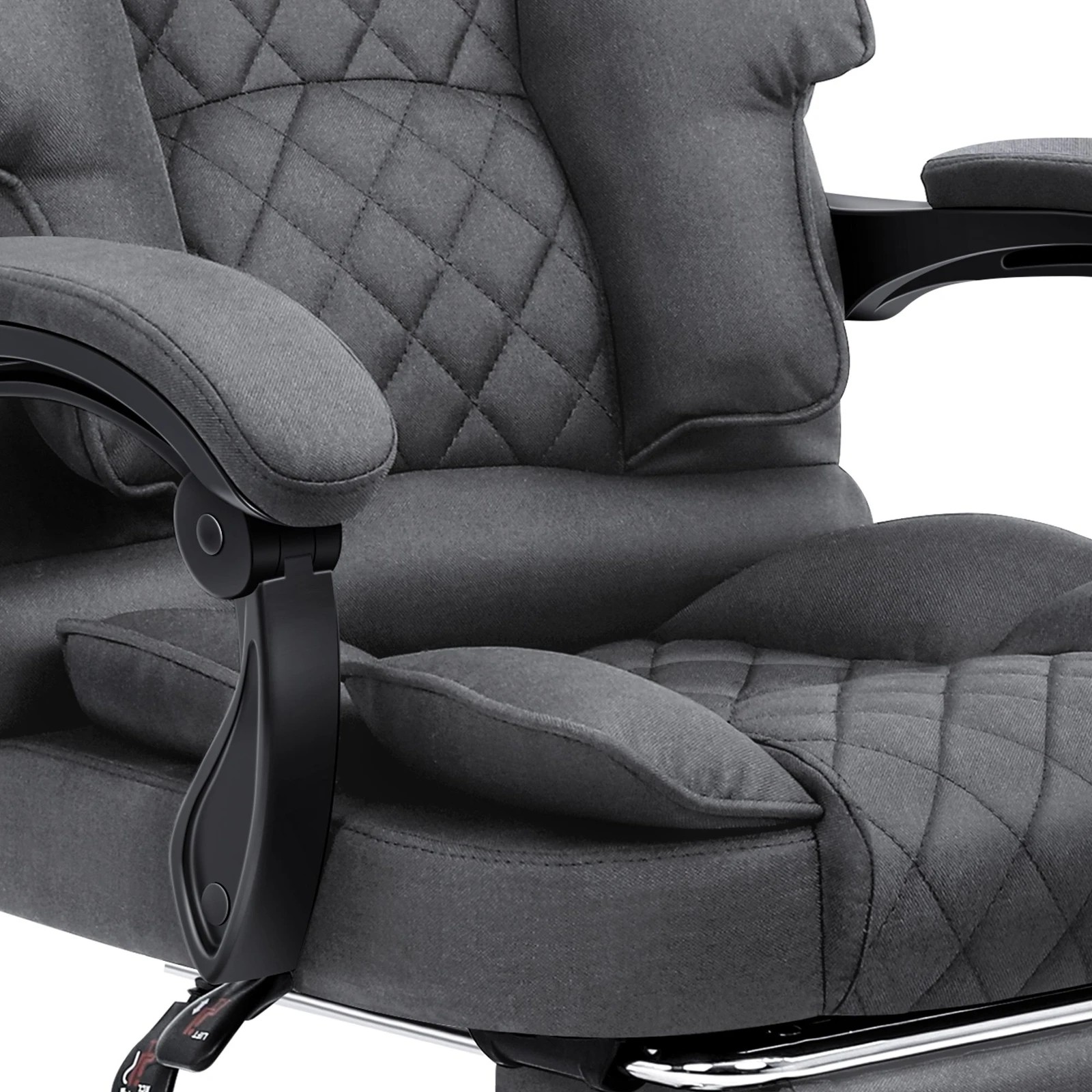 6 Alfordson Office Chair Gaming Executive Seat Computer Racer Fabric Recliner - Grey, 6 of 10