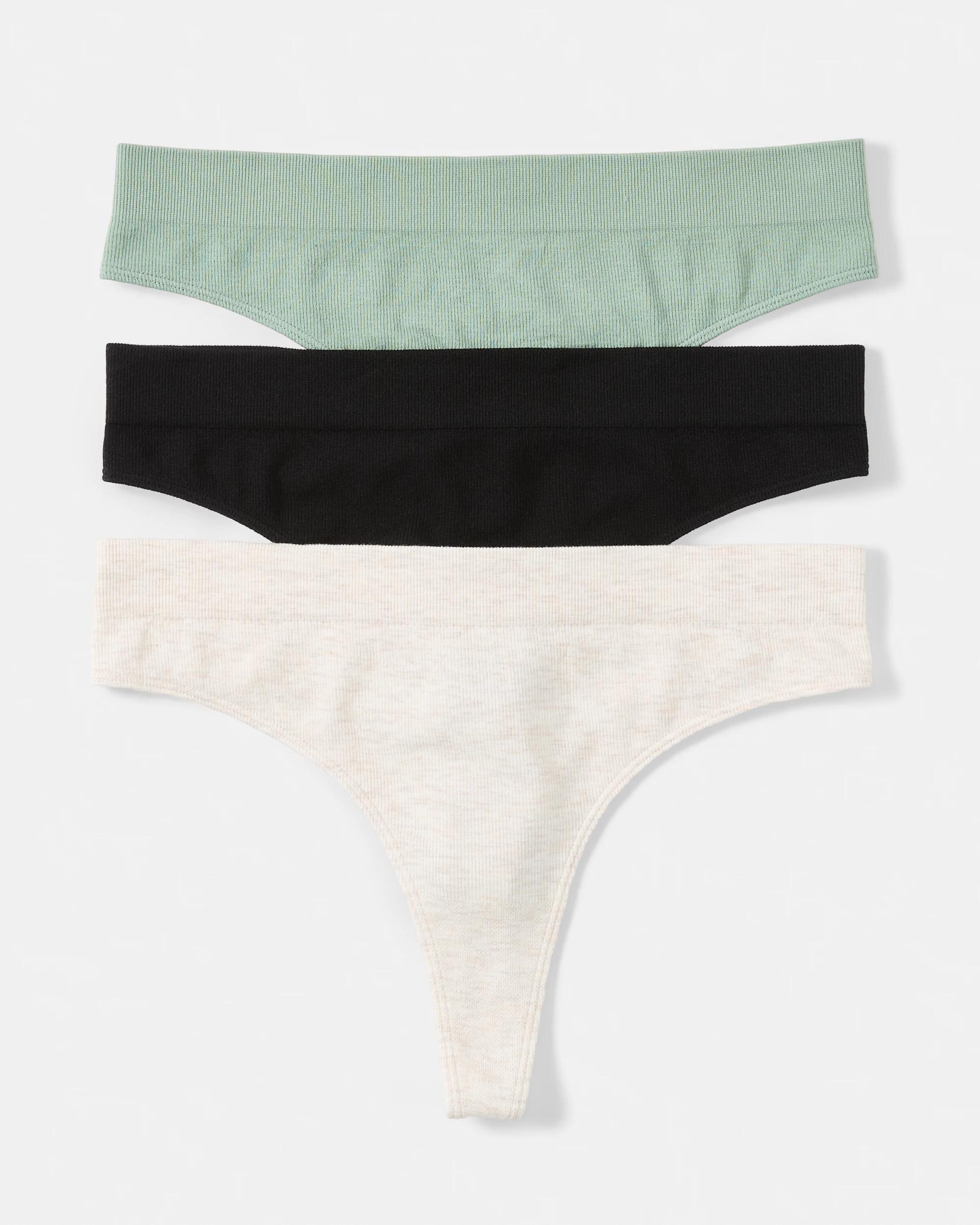 1 3 Pack Bamboo Seamfree Rib G-String Briefs Som Bk Ig, 1 of 7