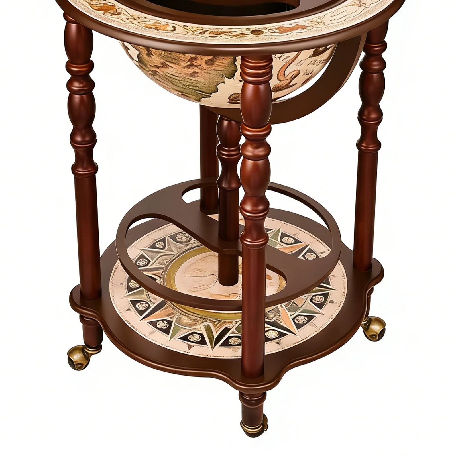 6 LUXSUITE Globe Bar Wine Cabinet Rack Drinks Cart Liquor Trolley Mid Century Antique Alcohol Glass Bottle Storage Serving, 6 of 7