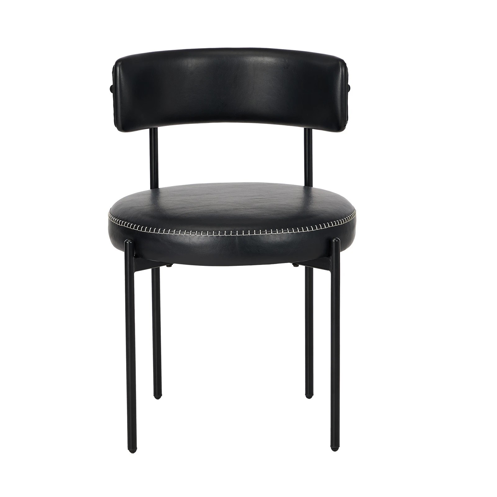 6 Oikiture 2x Dining Chair Round Kitchen Lounge Seats PU Leather - Black, 6 of 9