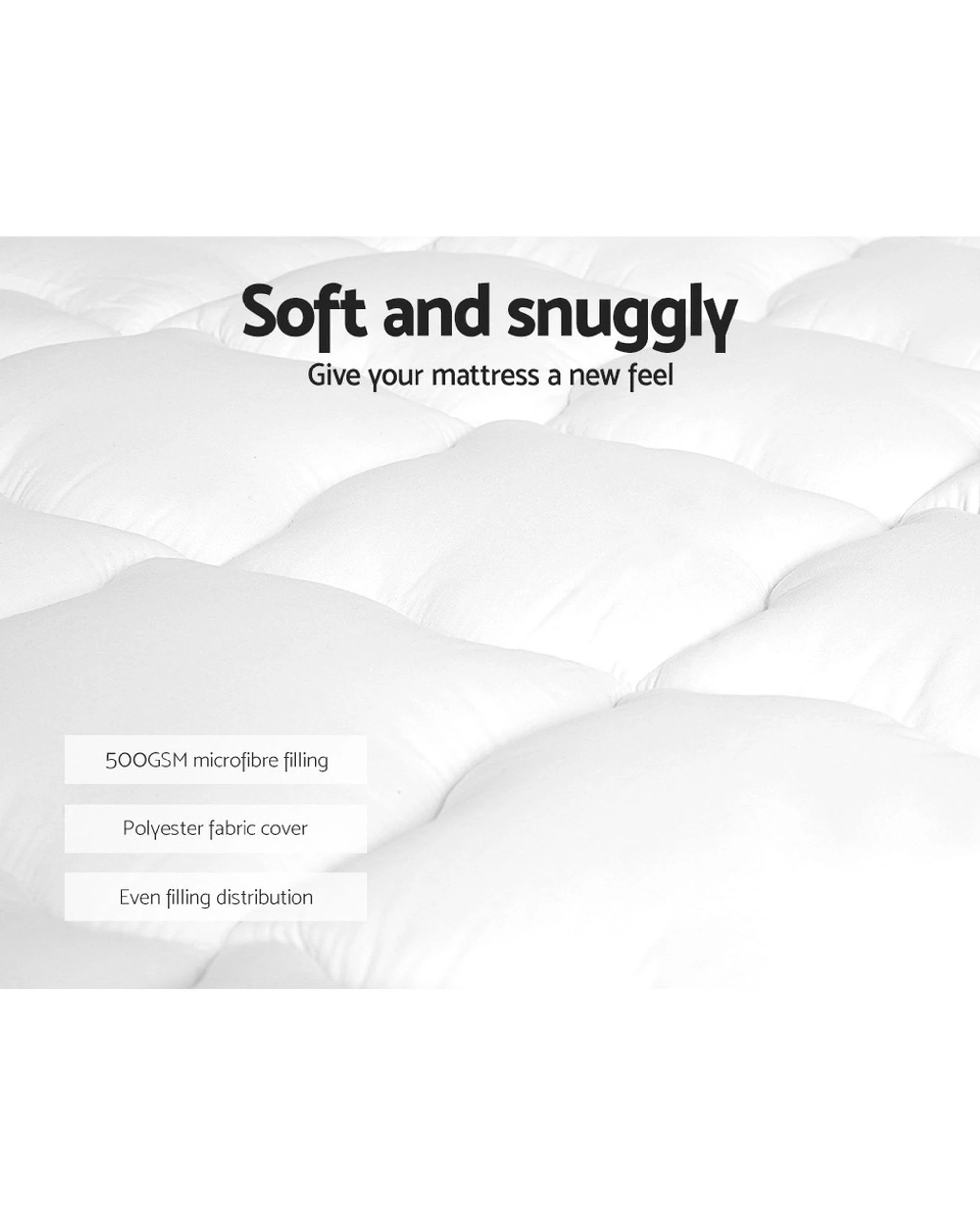 3 Giselle Bedding Mattress Topper Pillowtop Toppers Mattress Protector Queen - White - White, 3 of 7