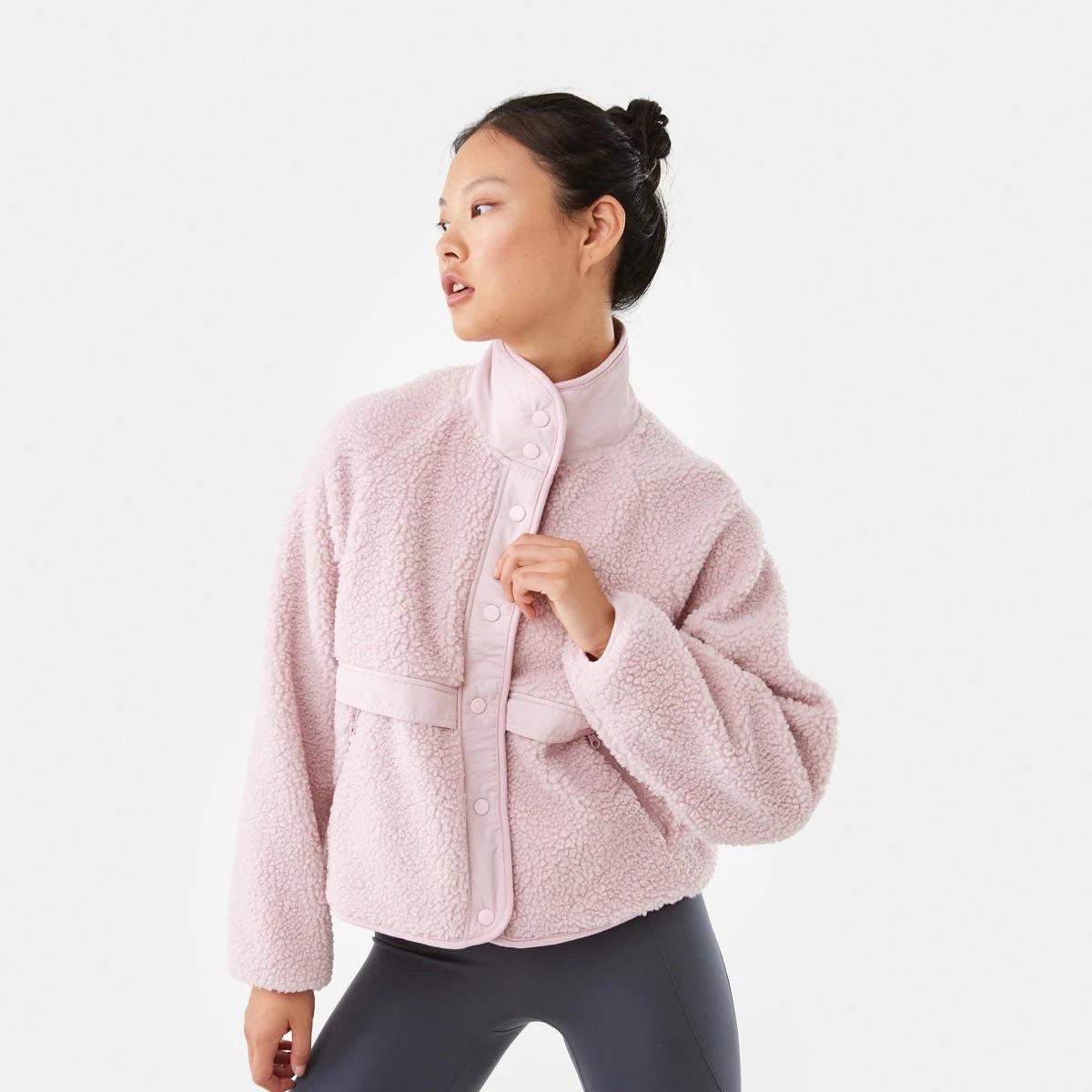 2 Active Womens Sherpa Patch Jacket Aura Pink, 2 of 10